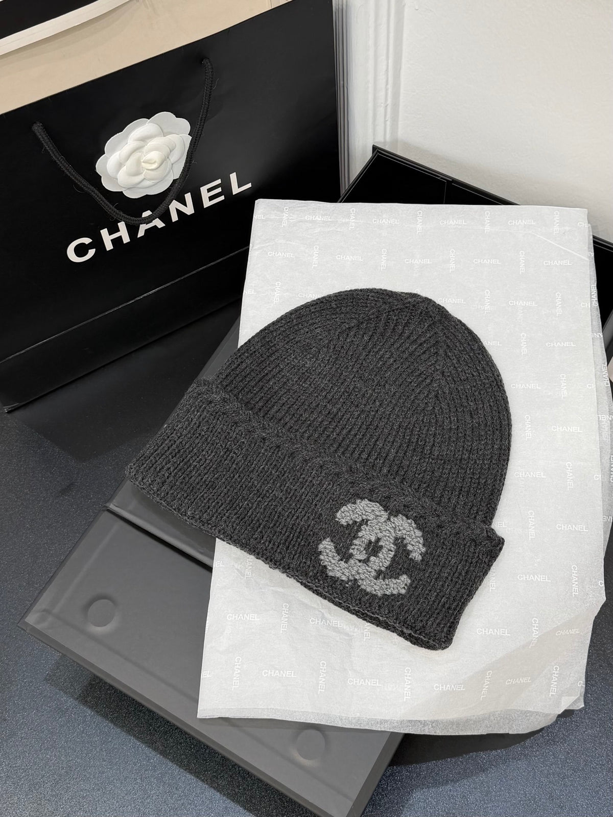 Chanel Jacquard Colorblock Beanie - 1245544466 - Photo 1