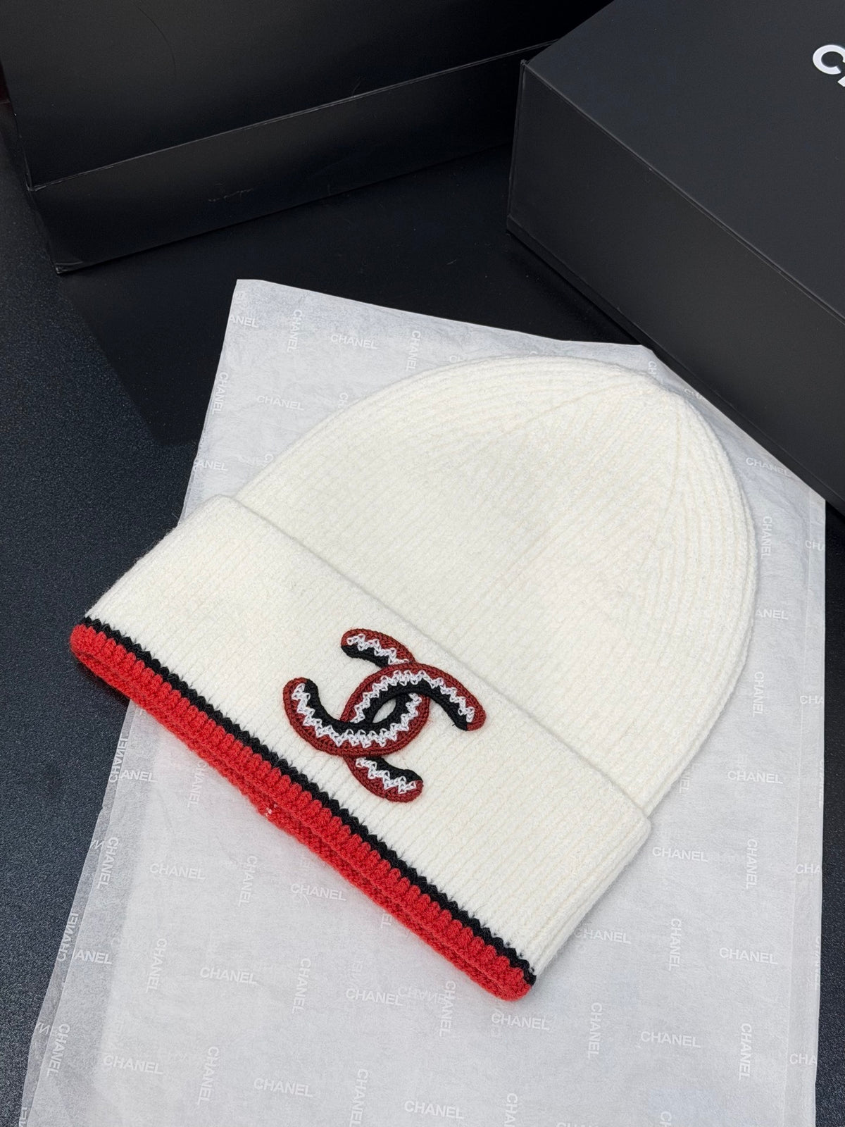 Chanel Embroidered Colorblock Beanie - 1245544830 - Photo 1
