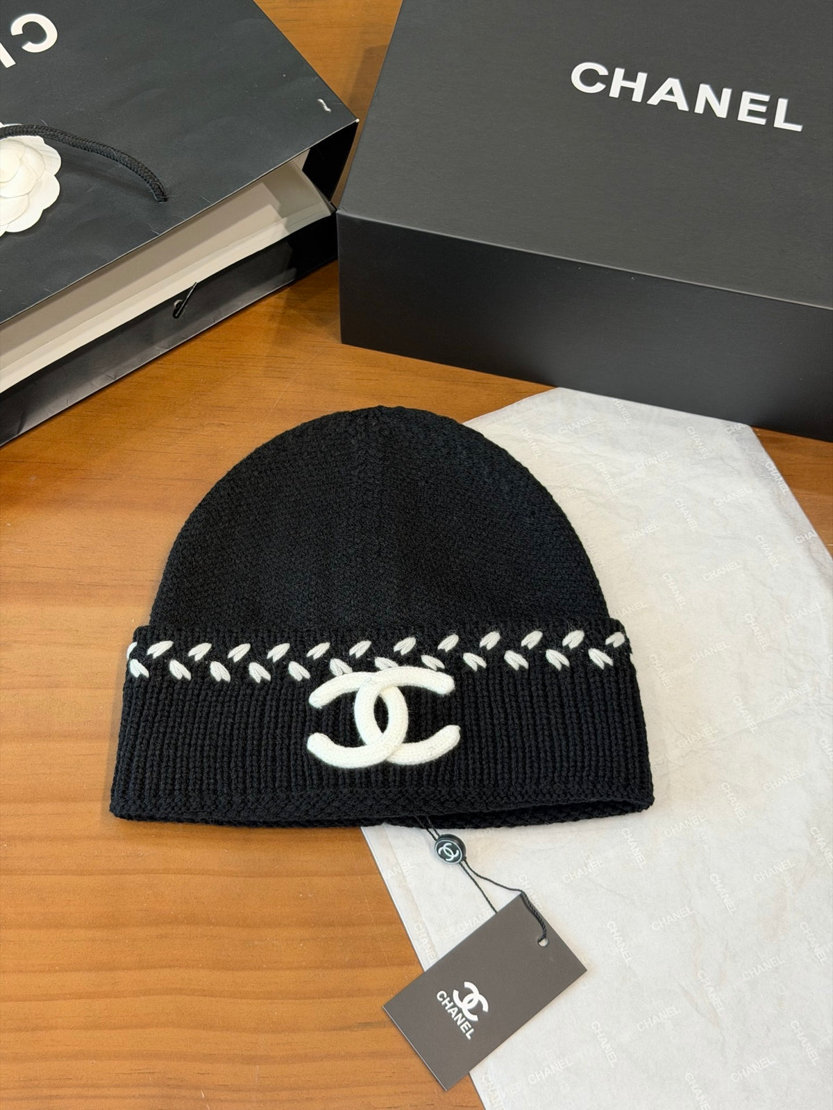 Chanel Colorblock Knit Beanie - 1245544057 - Photo 1