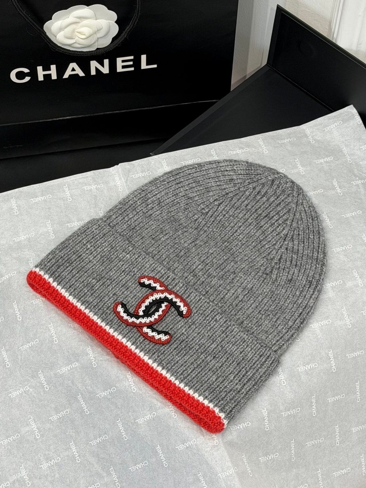 Chanel Embroidered Colorblock Beanie - 1245544825 - Photo 1