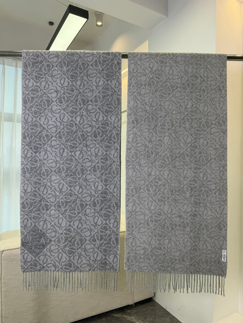 Loewe Check Pattern Jacquard Scarf - 973237847 - Photo 1