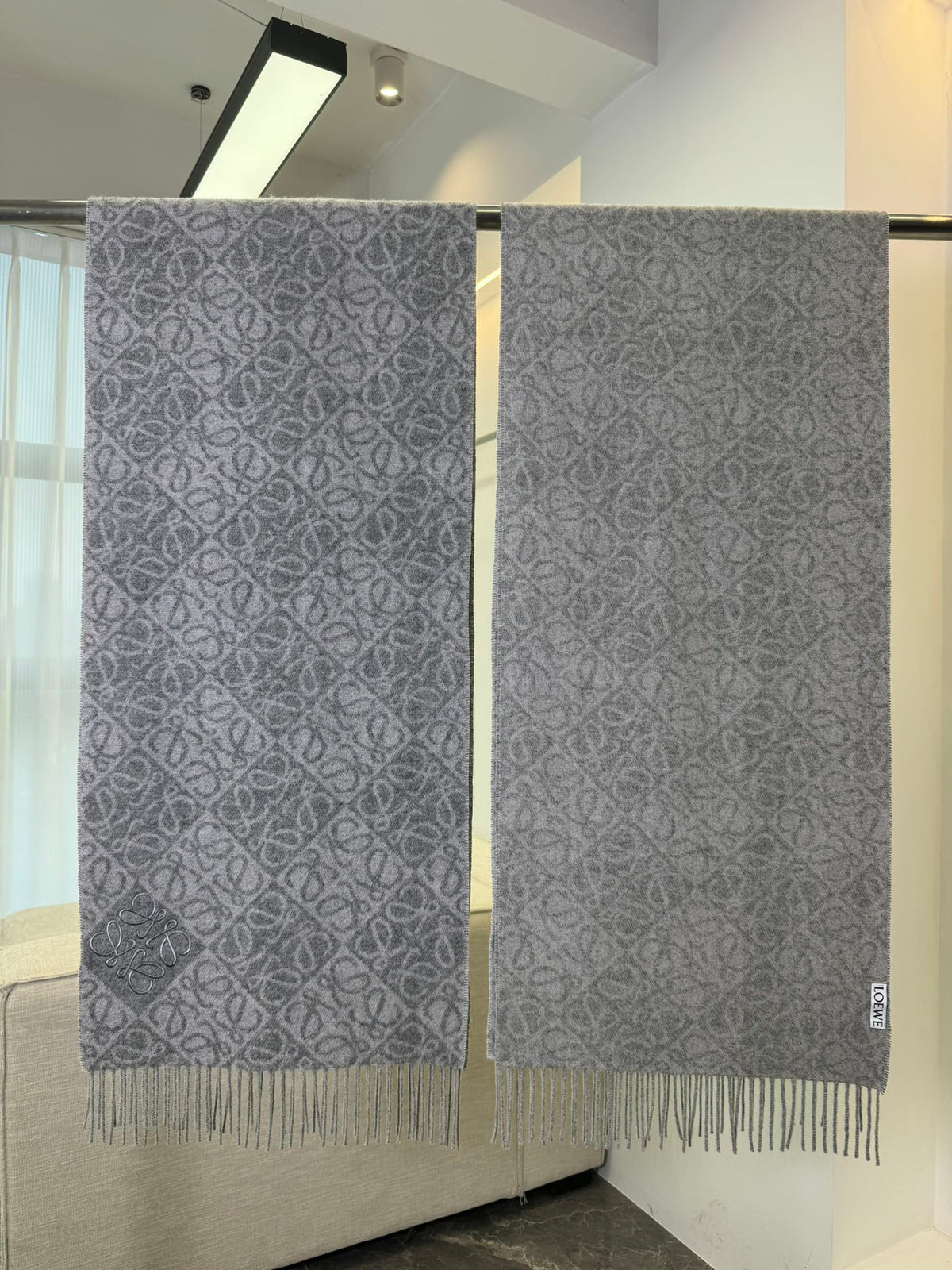 Loewe Check Pattern Jacquard Scarf - 973237847 - Photo 1