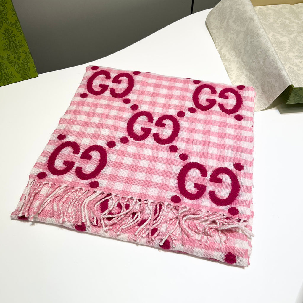 Gucci Check Pattern Logo Detail Scarf - 970502182 - Photo 1