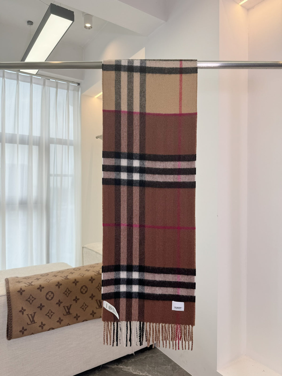 Burberry Check Pattern Colorblock Scarf - 973645013 - Photo 1