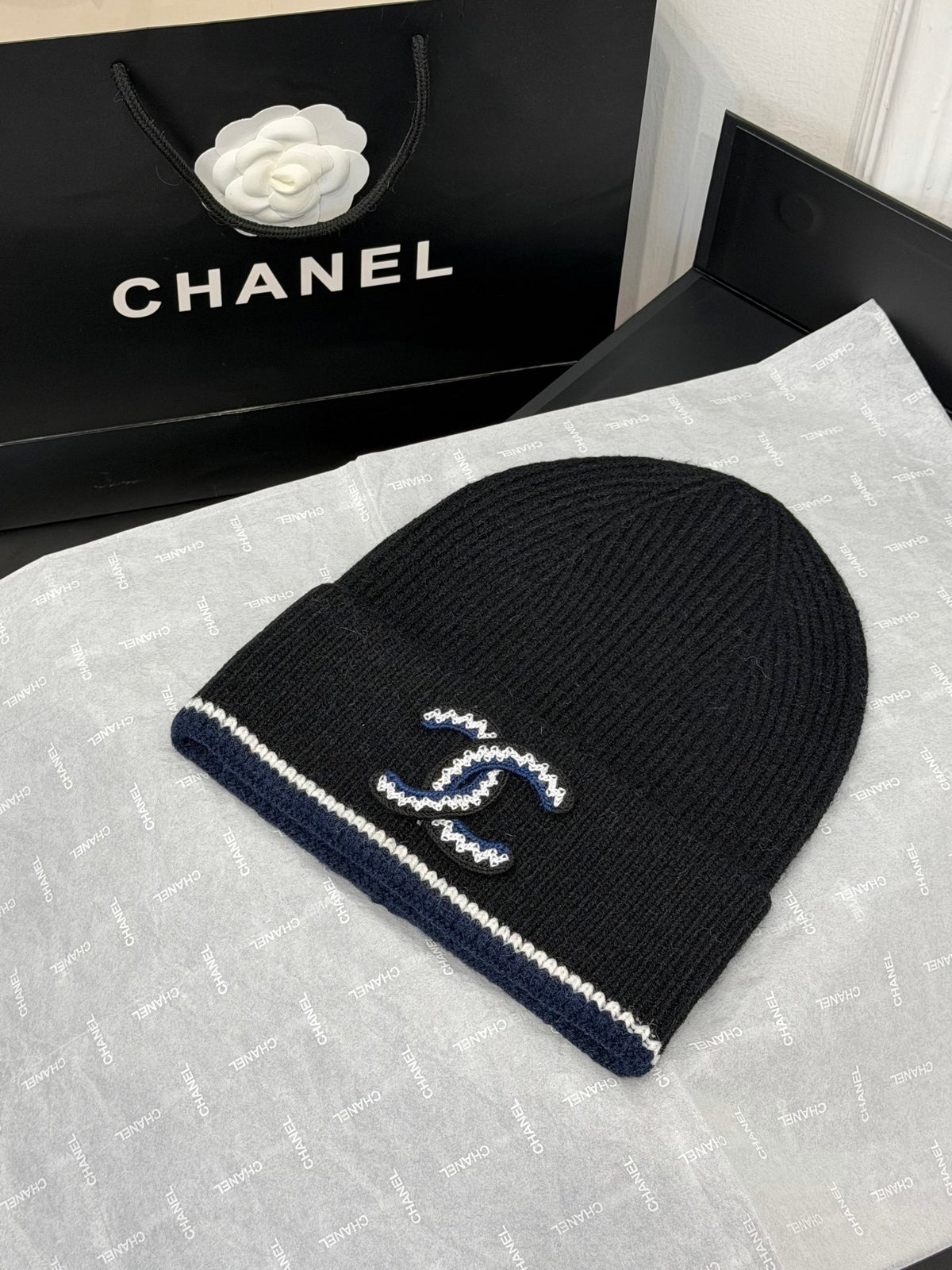 Chanel Embroidered Colorblock Beanie - 1245544797 - Photo 1