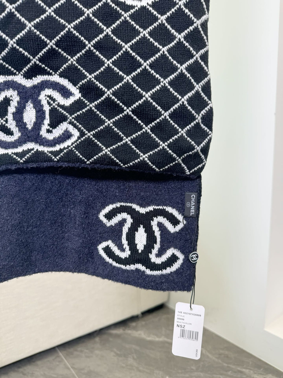 Chanel Embroidered Knit Scarf - 973644577 - Photo 2