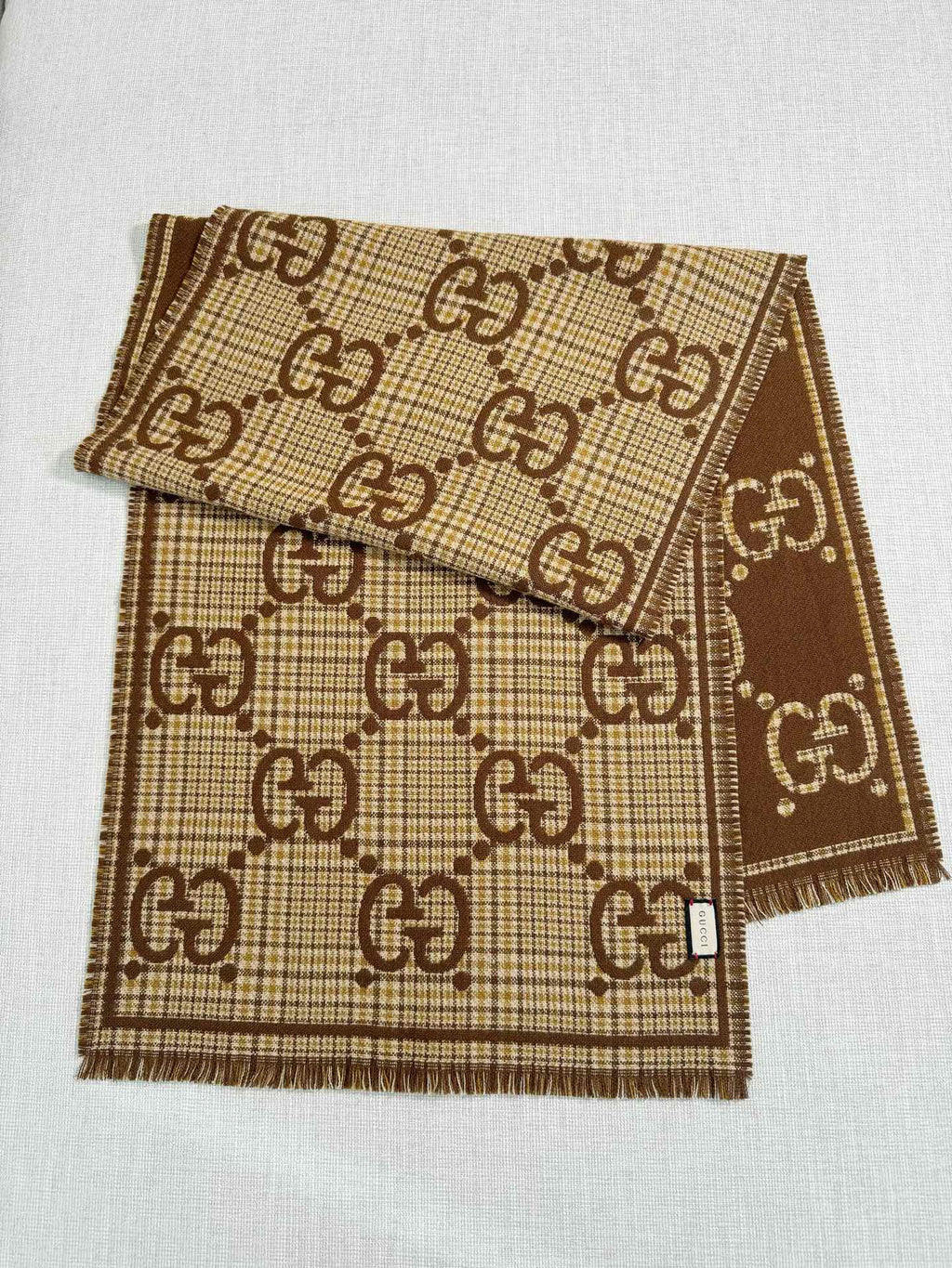 Gucci Check Pattern Jacquard Scarf - 970502388 - Photo 2