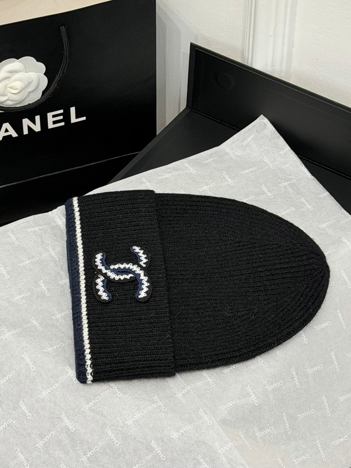 Chanel Embroidered Colorblock Beanie - 1245544797 - Photo 2