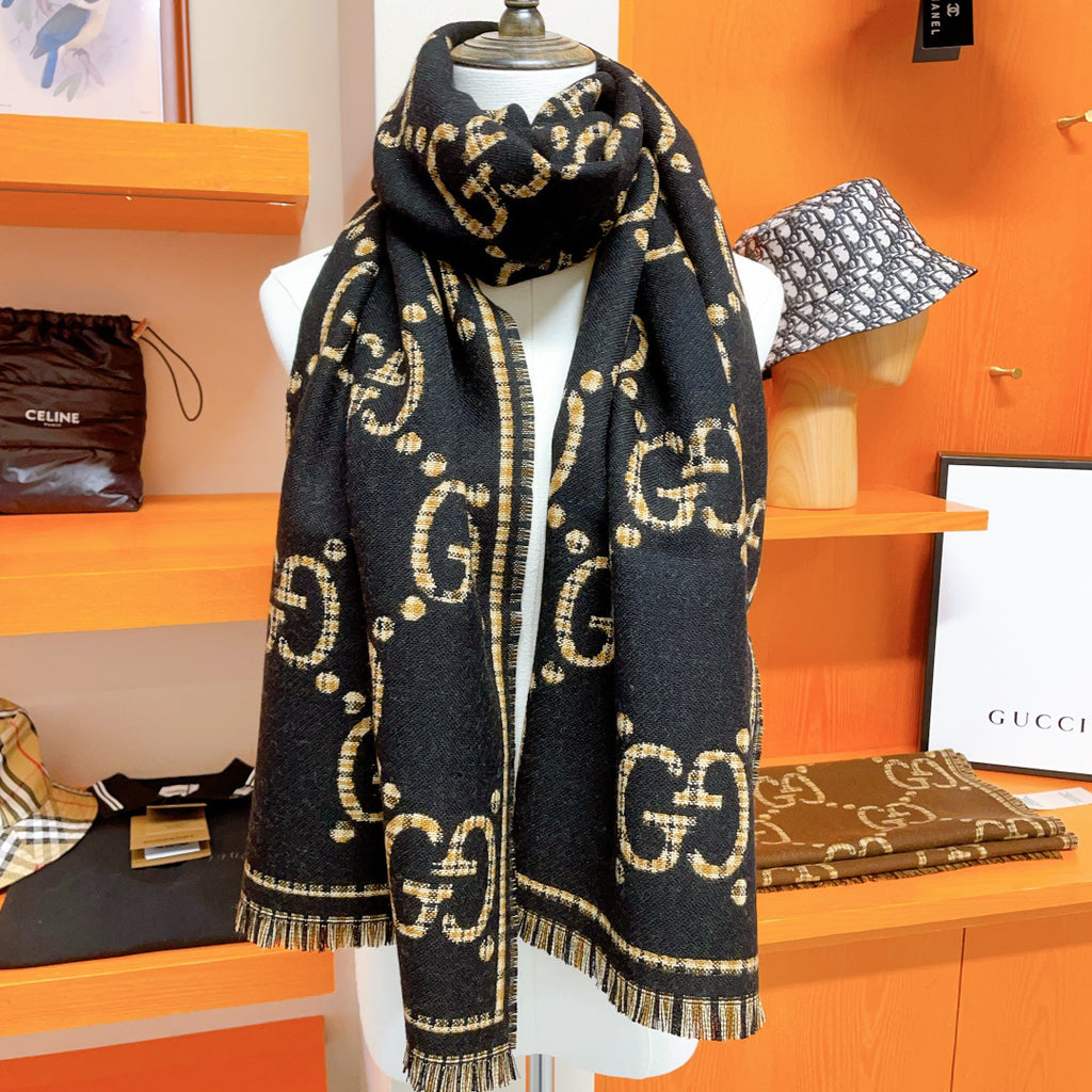 Gucci Check Pattern Logo Detail Scarf - 974834644 - Photo 2