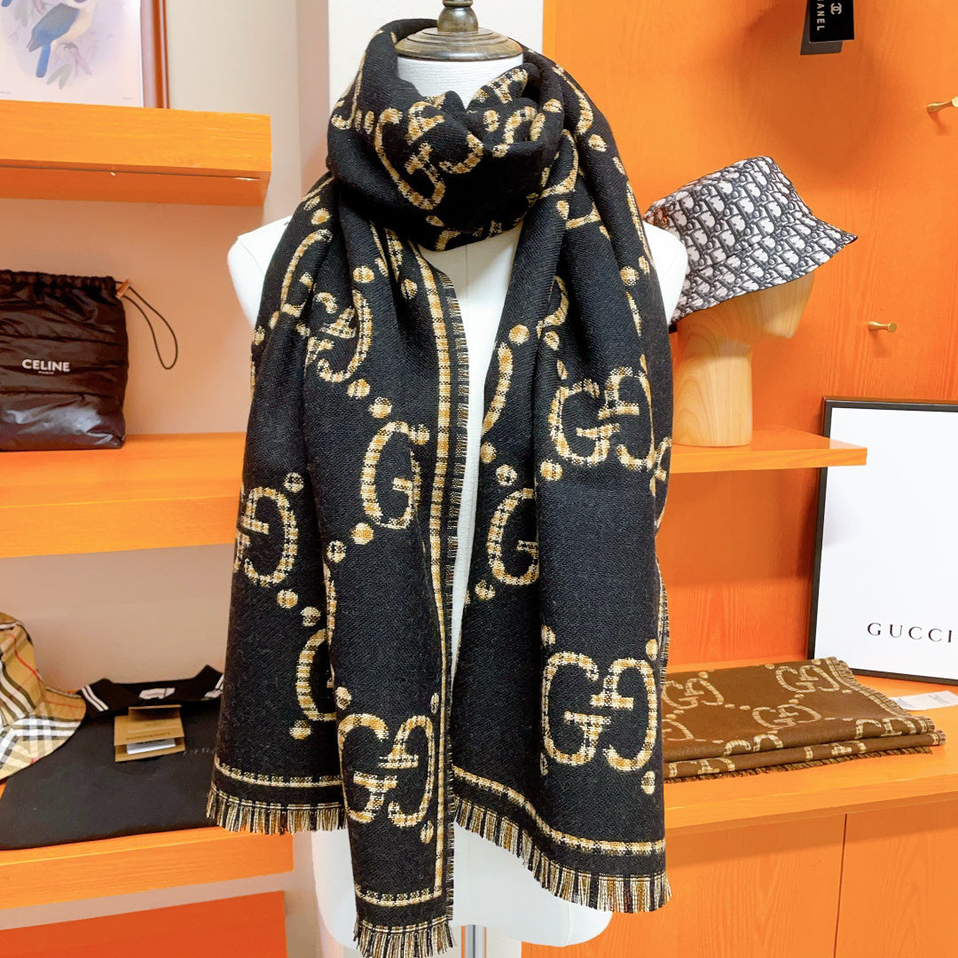 Gucci Check Pattern Logo Detail Scarf - 974834644 - Photo 2