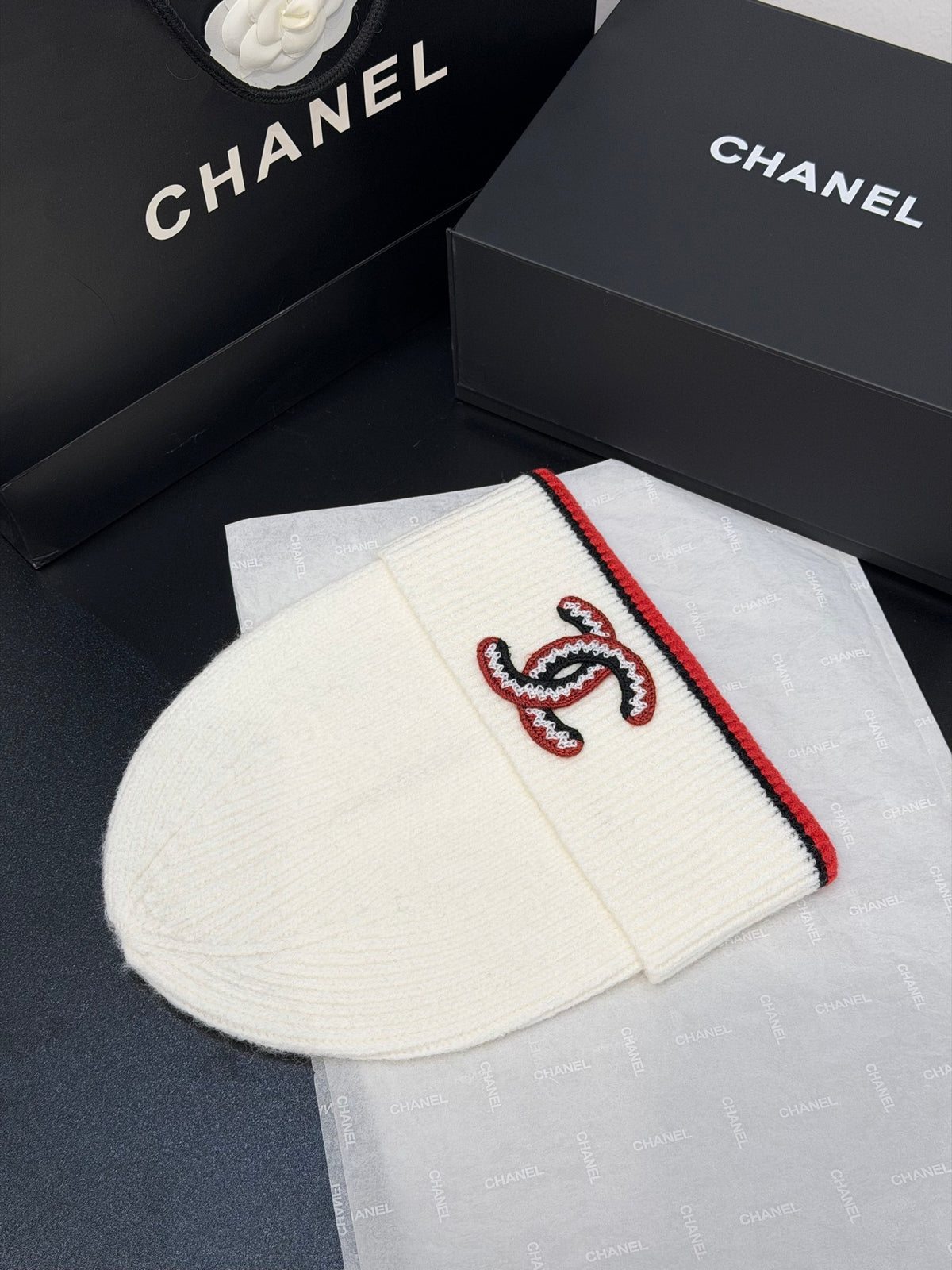 Chanel Embroidered Colorblock Beanie - 1245544830 - Photo 2