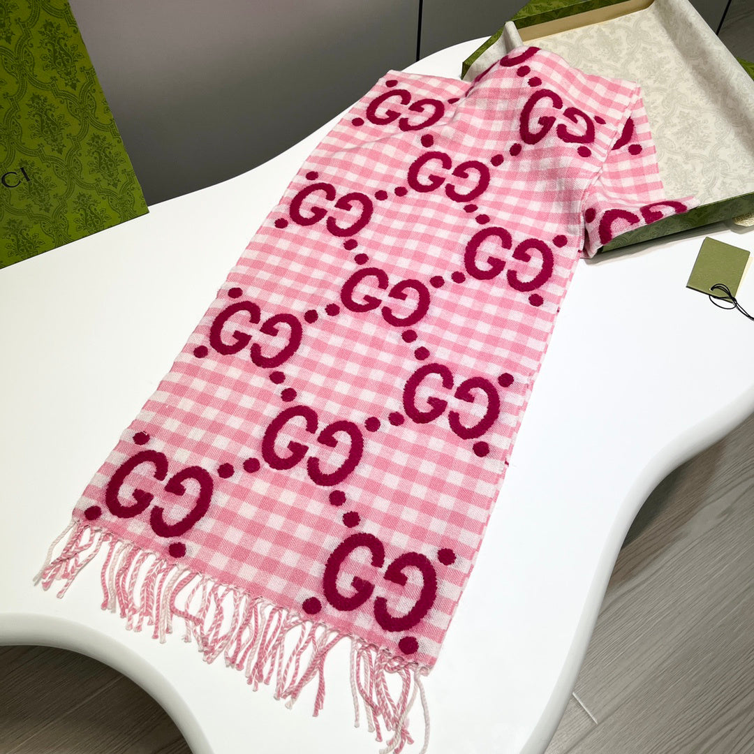 Gucci Check Pattern Logo Detail Scarf - 970502182 - Photo 2