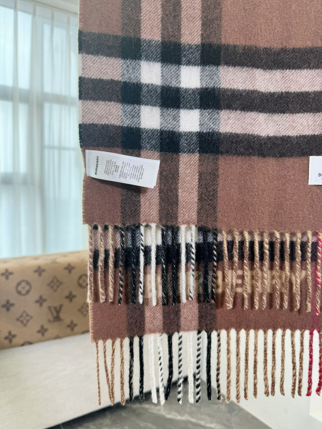 Burberry Check Pattern Colorblock Scarf - 973645013 - Photo 3