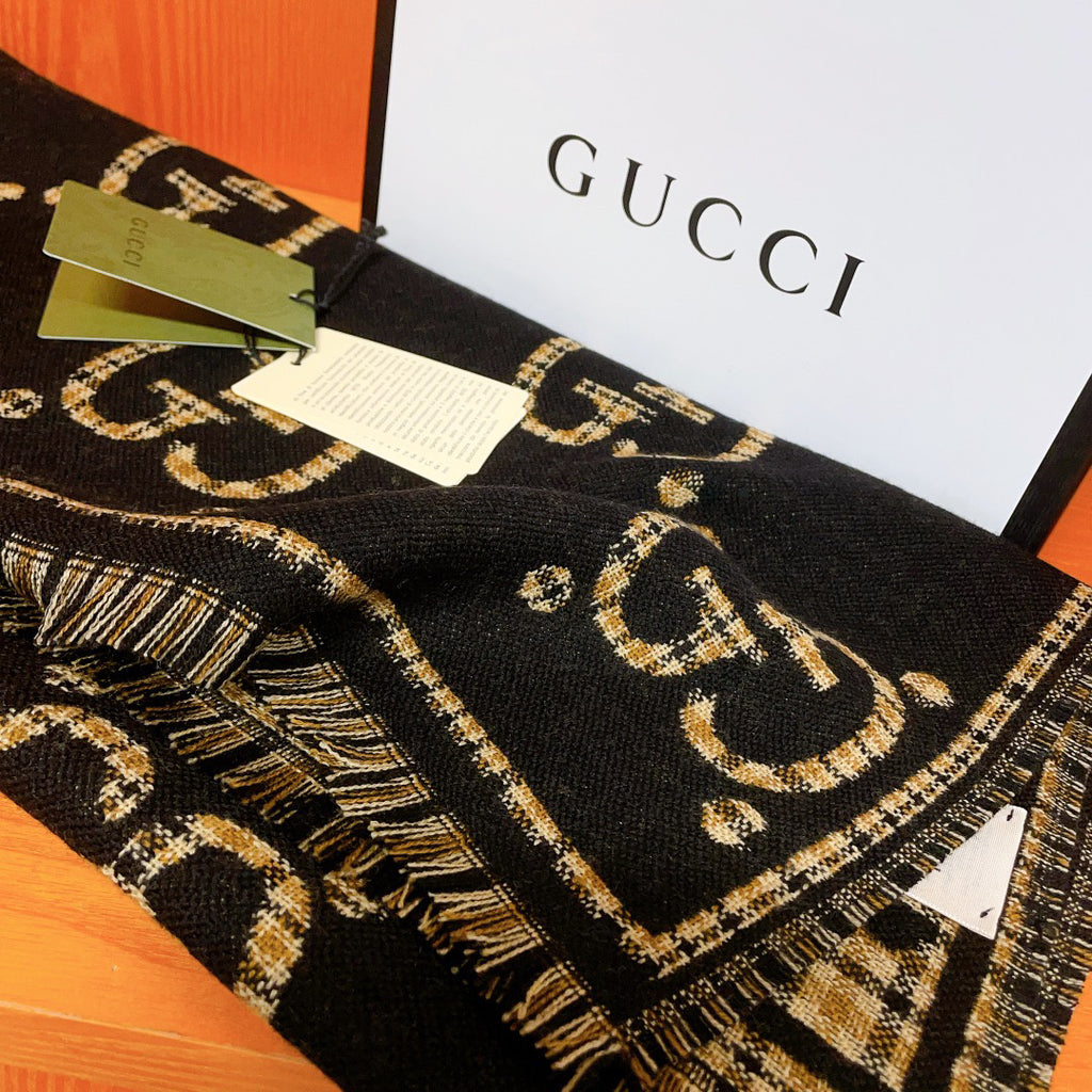 Gucci Check Pattern Logo Detail Scarf - 974834644 - Photo 3