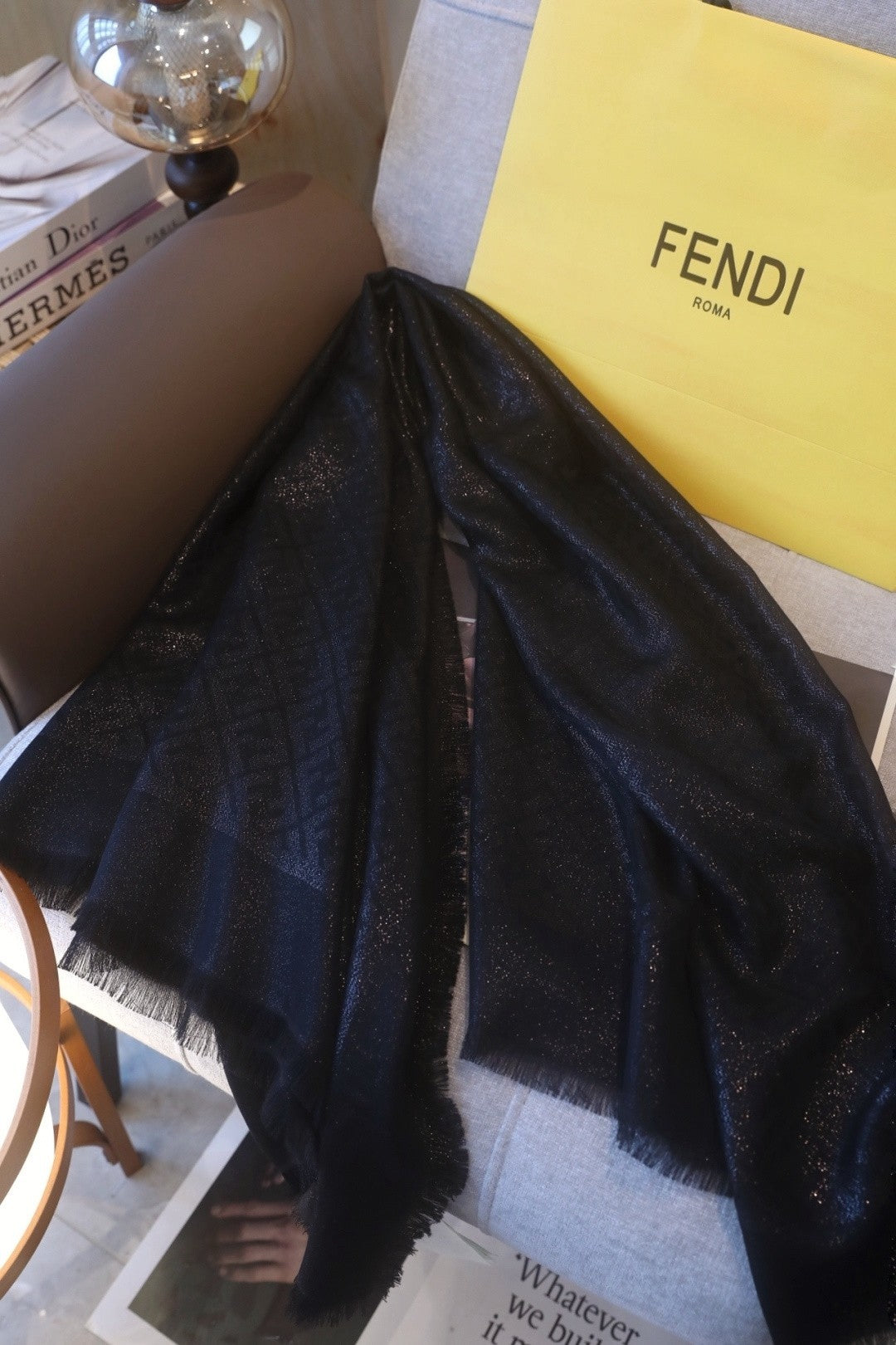 Fendi Jacquard Logo Detail Square Scarf - 1245374692 - Photo 3