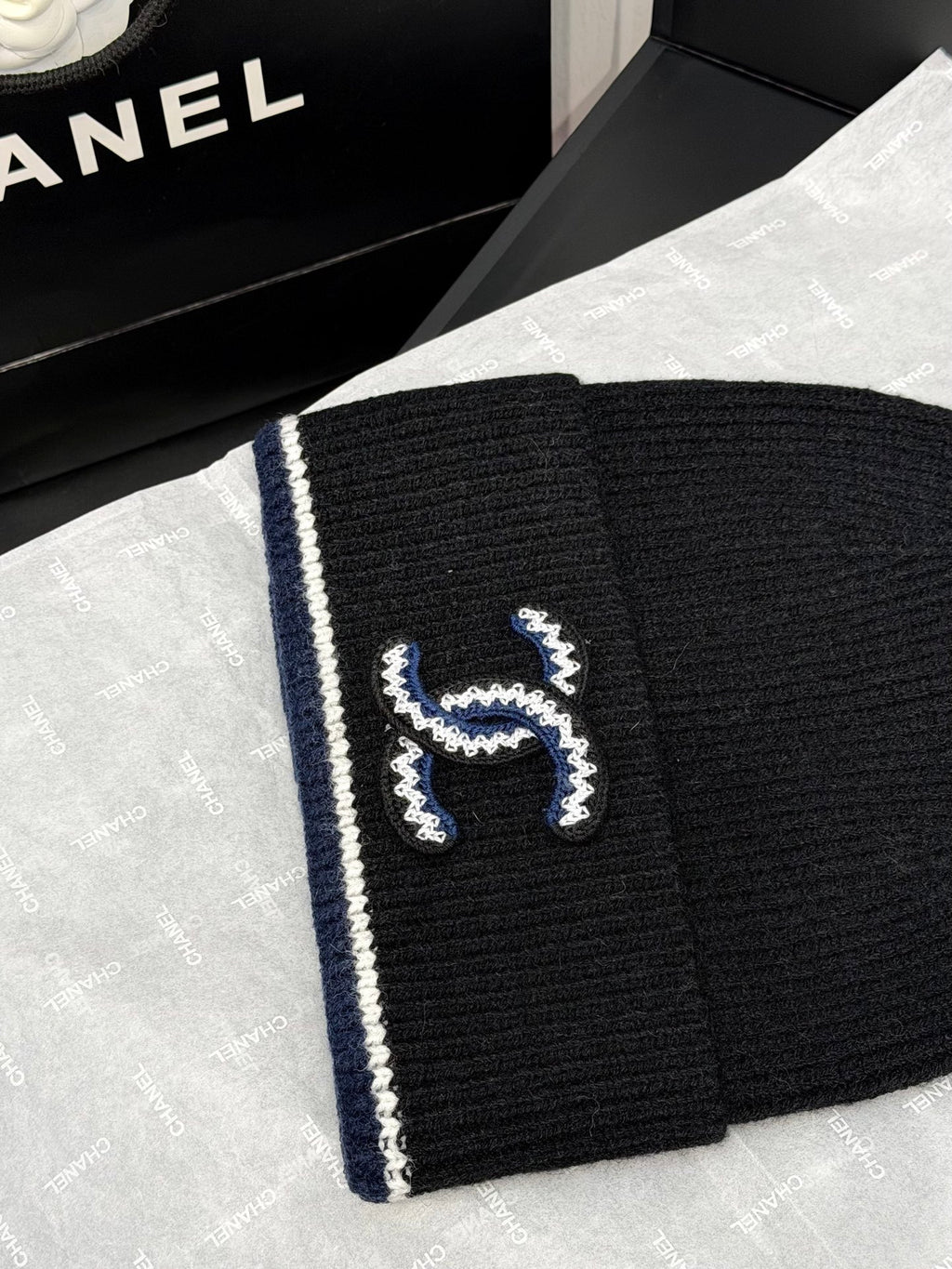 Chanel Embroidered Colorblock Beanie - 1245544797 - Photo 3