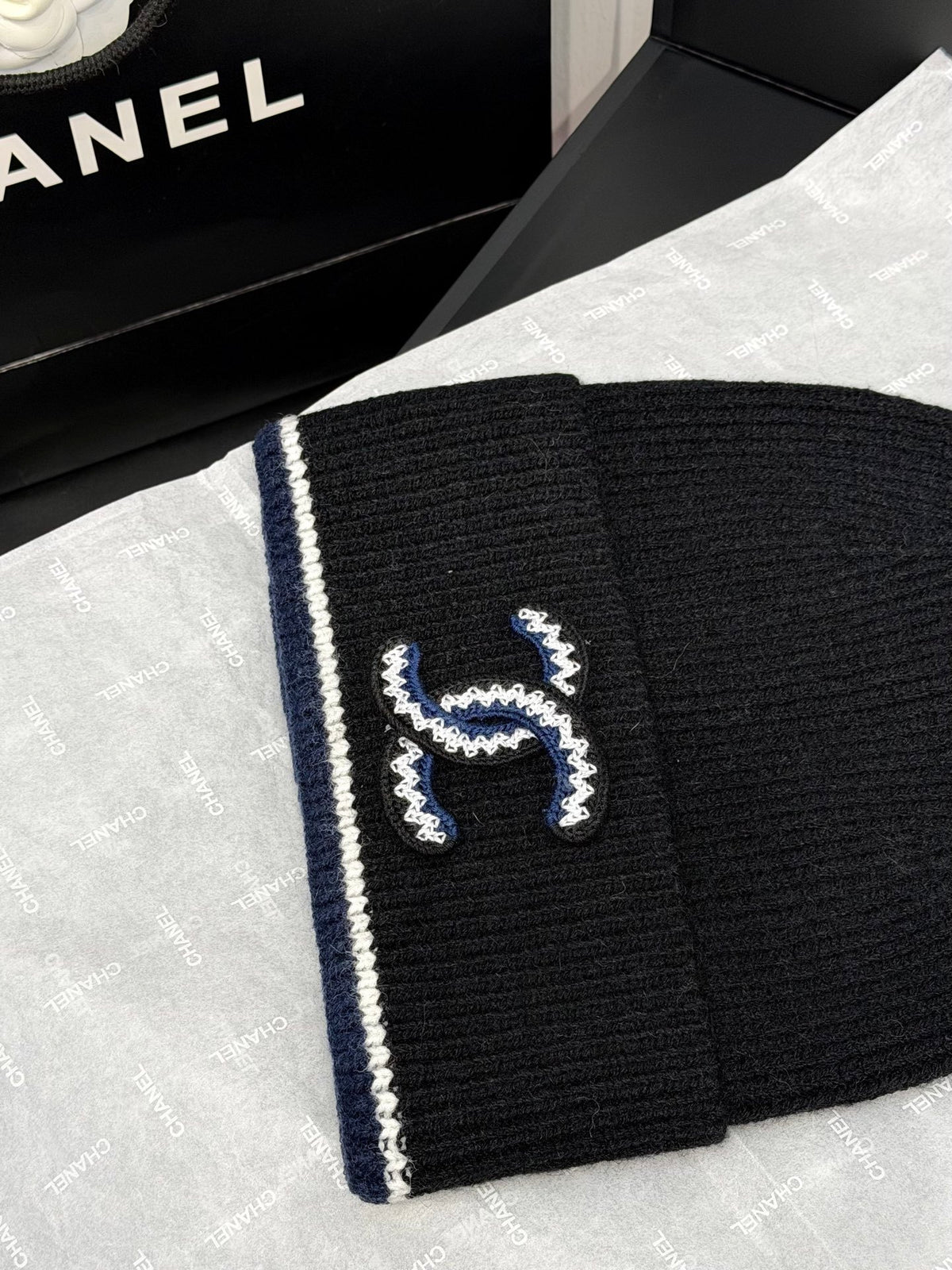 Chanel Embroidered Colorblock Beanie - 1245544797 - Photo 3