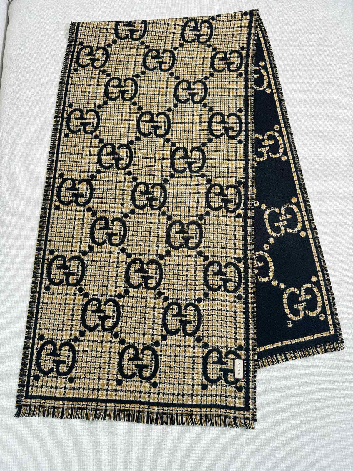 Gucci Check Pattern Jacquard Scarf - 970502420 - Photo 3