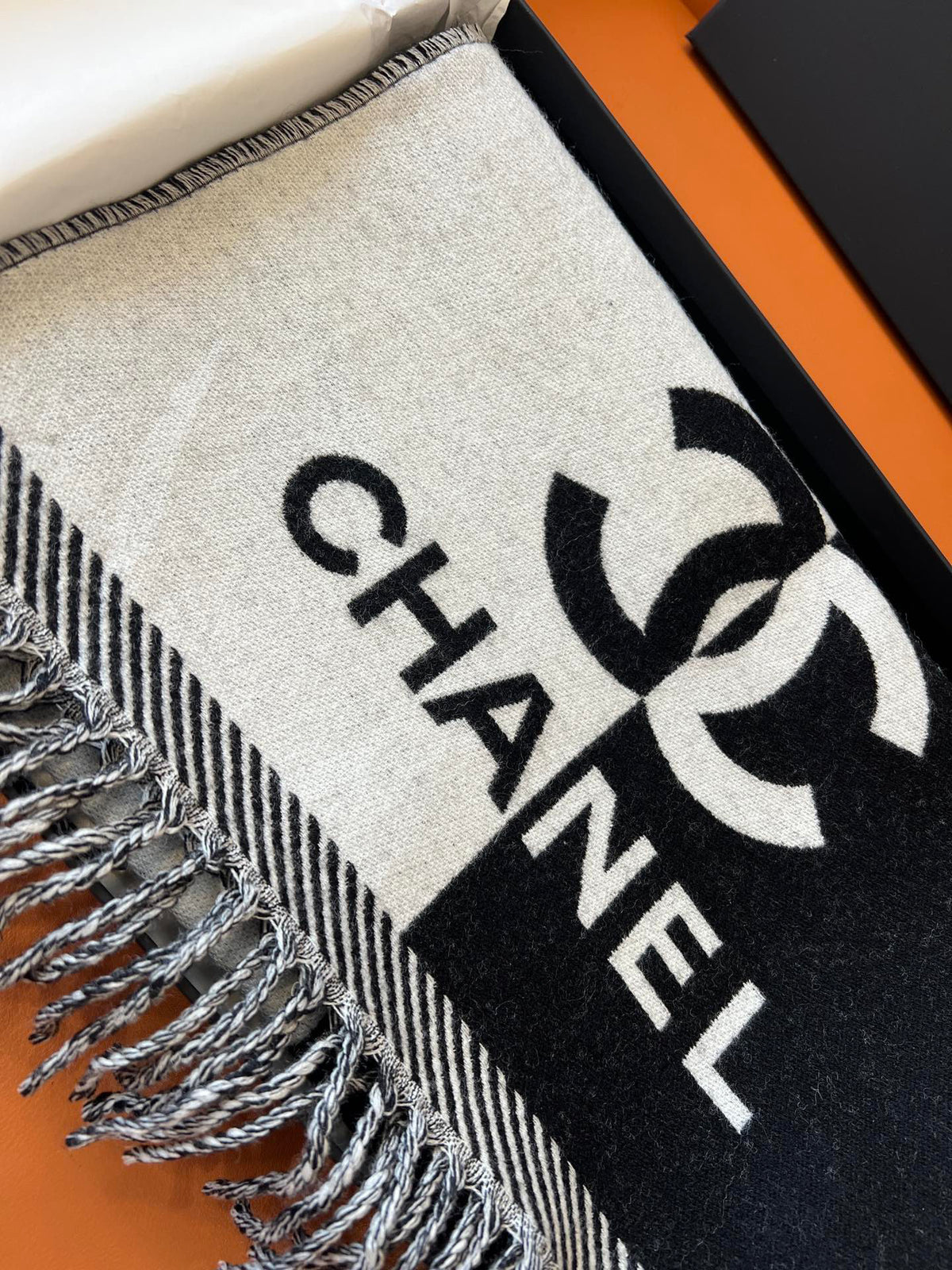 Chanel Jacquard Colorblock Scarf - 985844045 - Photo 3