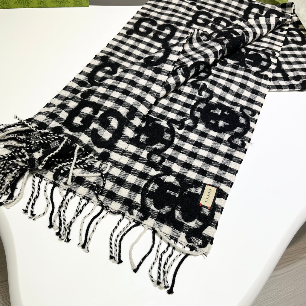 Gucci Check Pattern Logo Detail Scarf - 970502151 - Photo 3