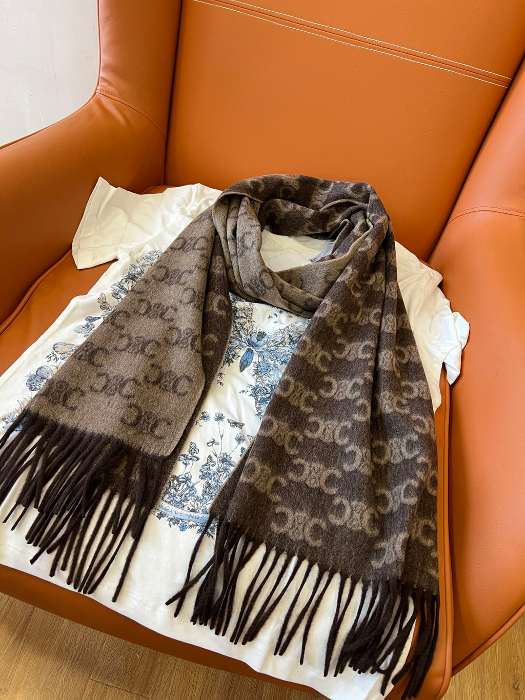 Celine Logo Detail Scarf - 984597208 - Photo 3
