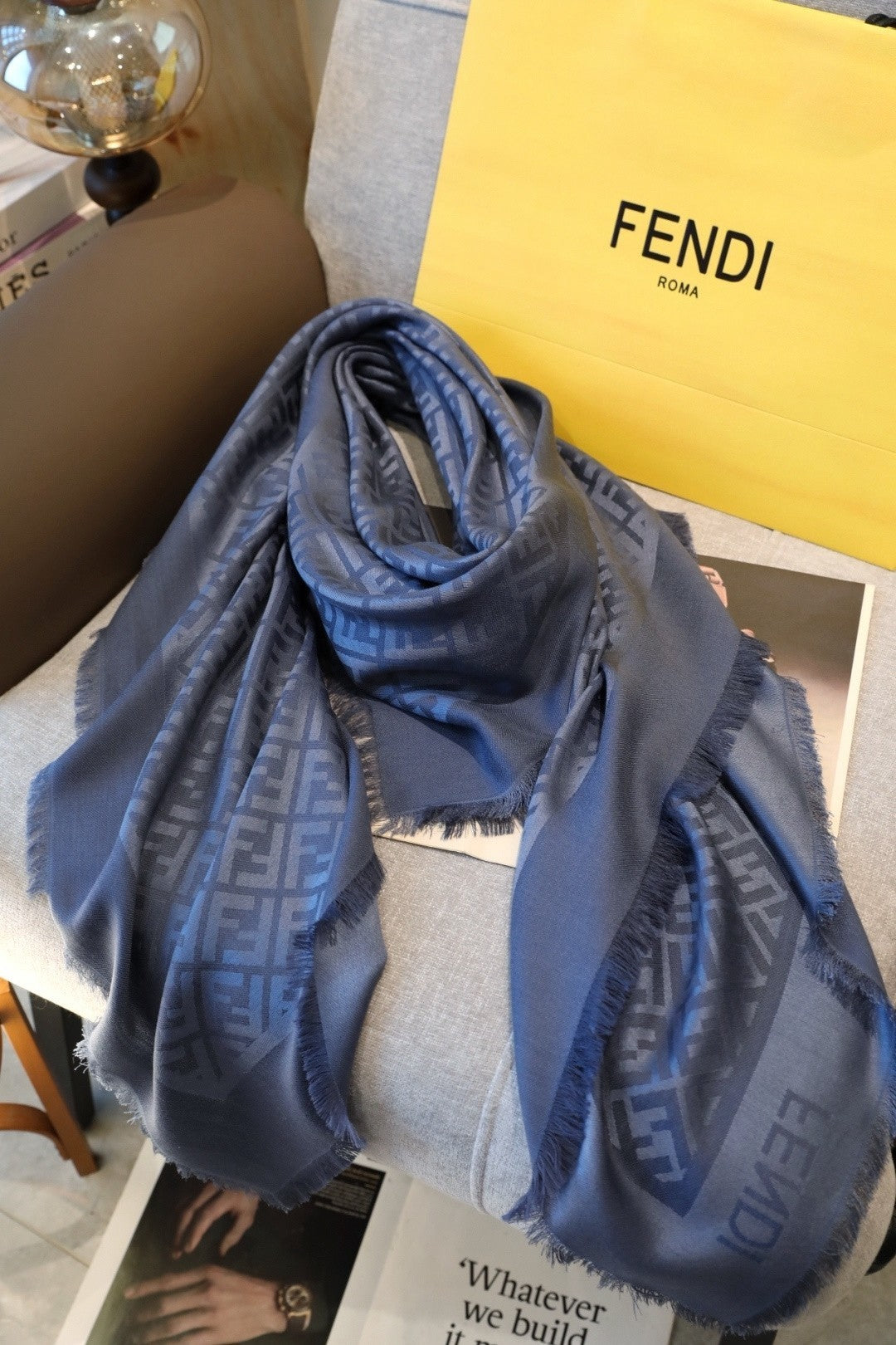 Fendi Jacquard Logo Detail Square Scarf - 1245374008 - Photo 3