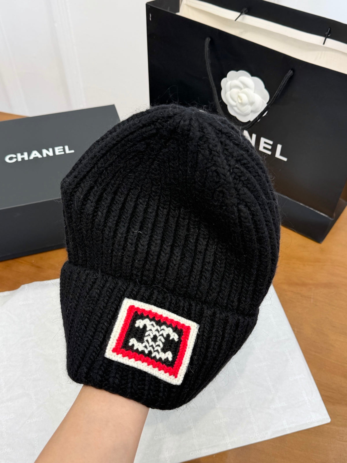 Chanel Colorblock Knit Beanie - 1245544740 - Photo 4