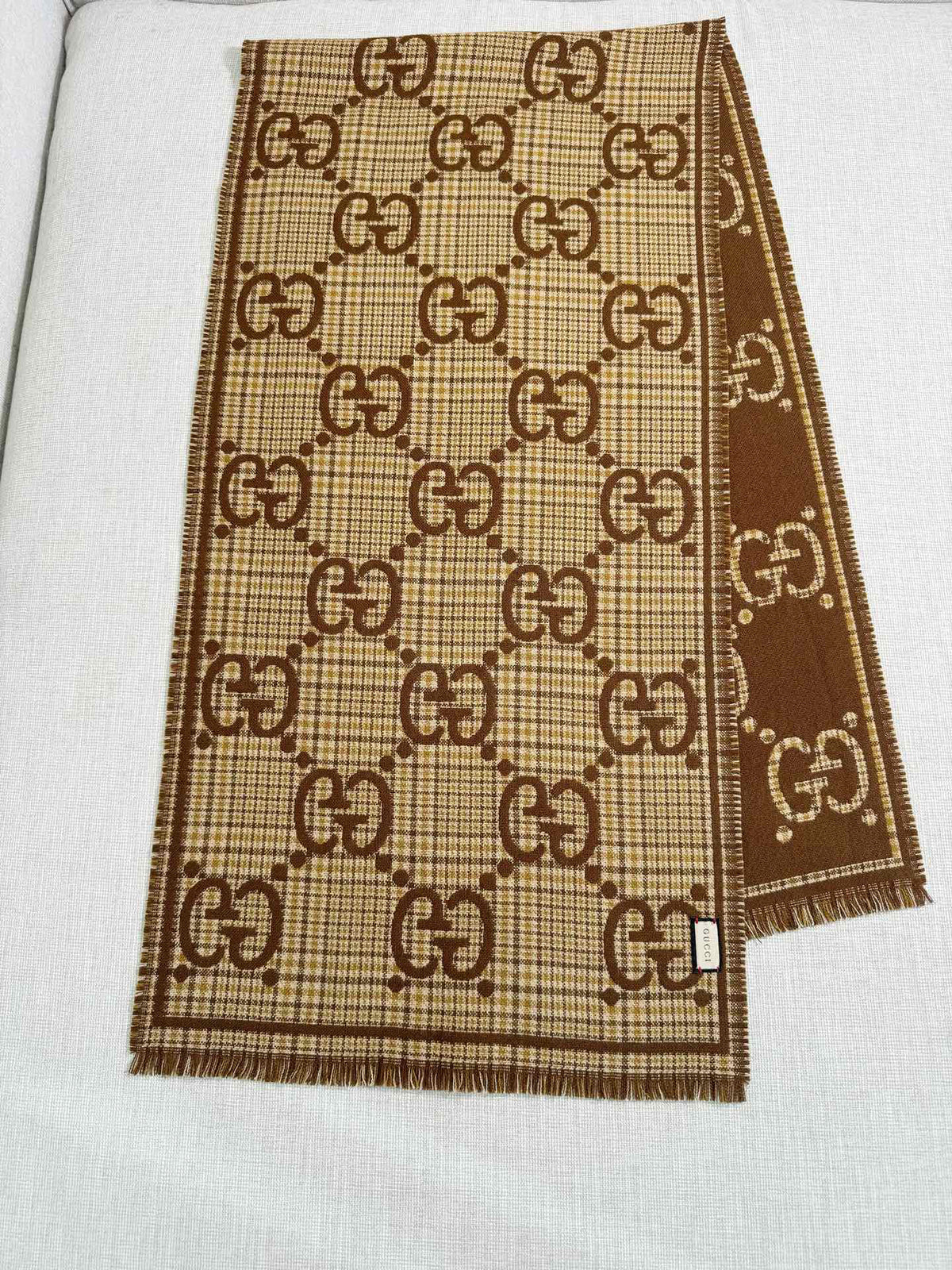Gucci Check Pattern Jacquard Scarf - 970502388 - Photo 4