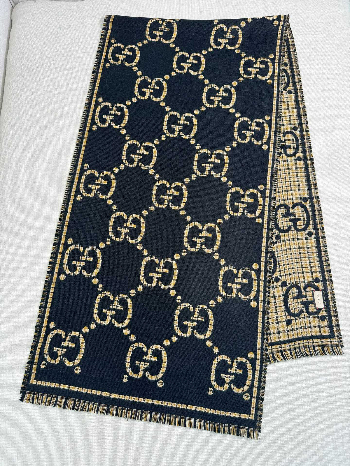 Gucci Check Pattern Jacquard Scarf - 970502420 - Photo 4