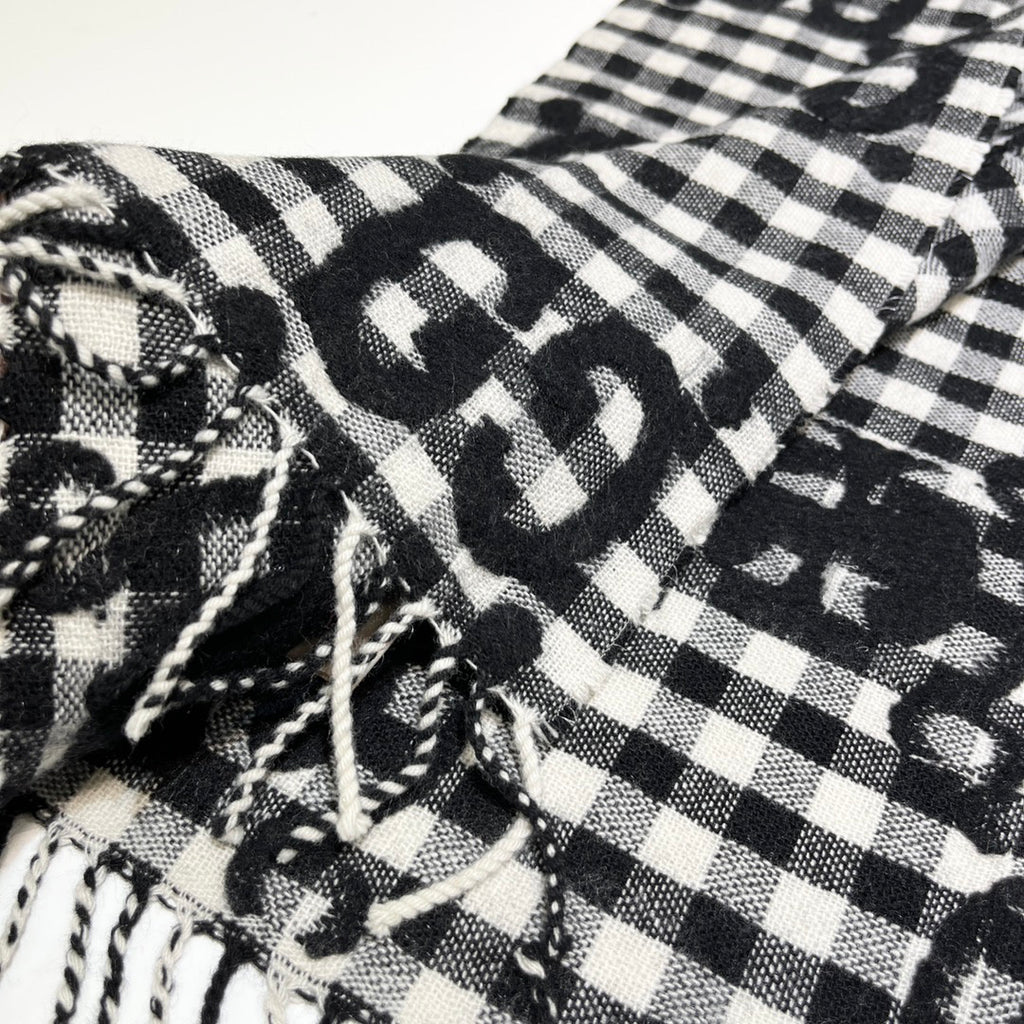 Gucci Check Pattern Logo Detail Scarf - 970502151 - Photo 4
