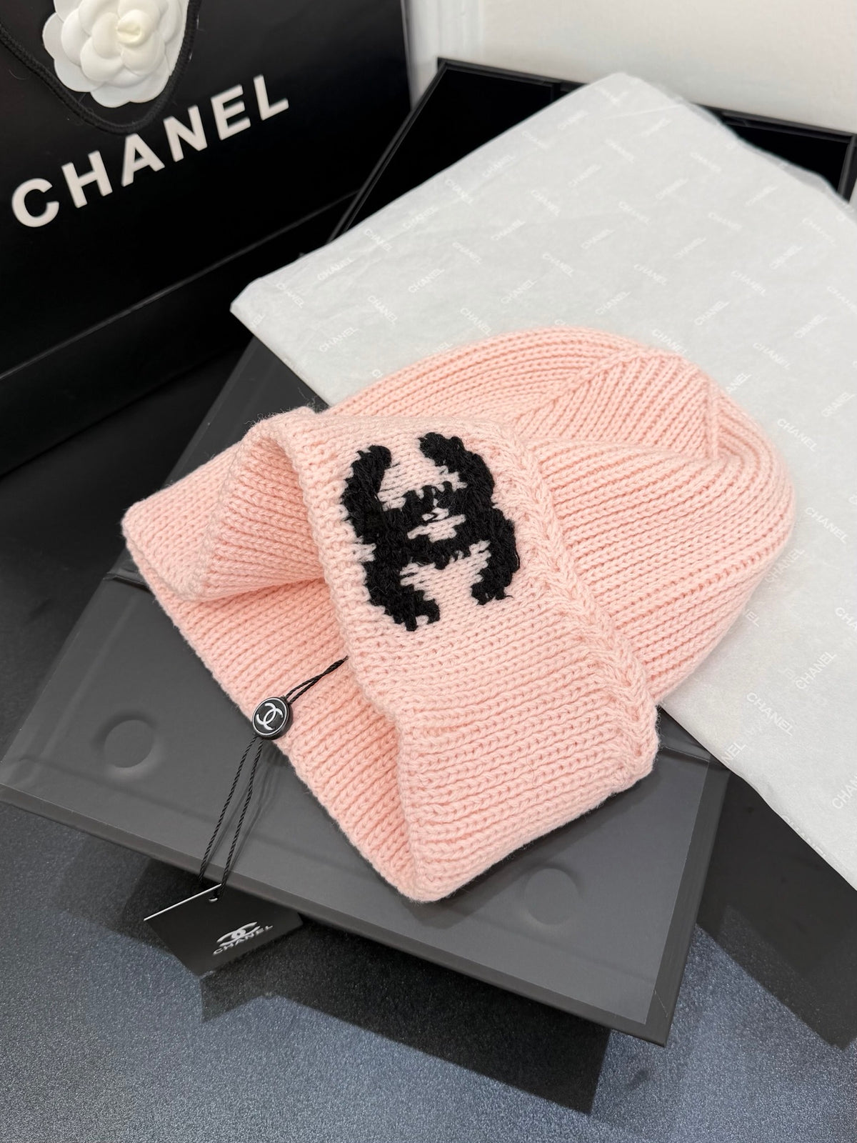 Chanel Jacquard Colorblock Beanie - 1245544416 - Photo 4