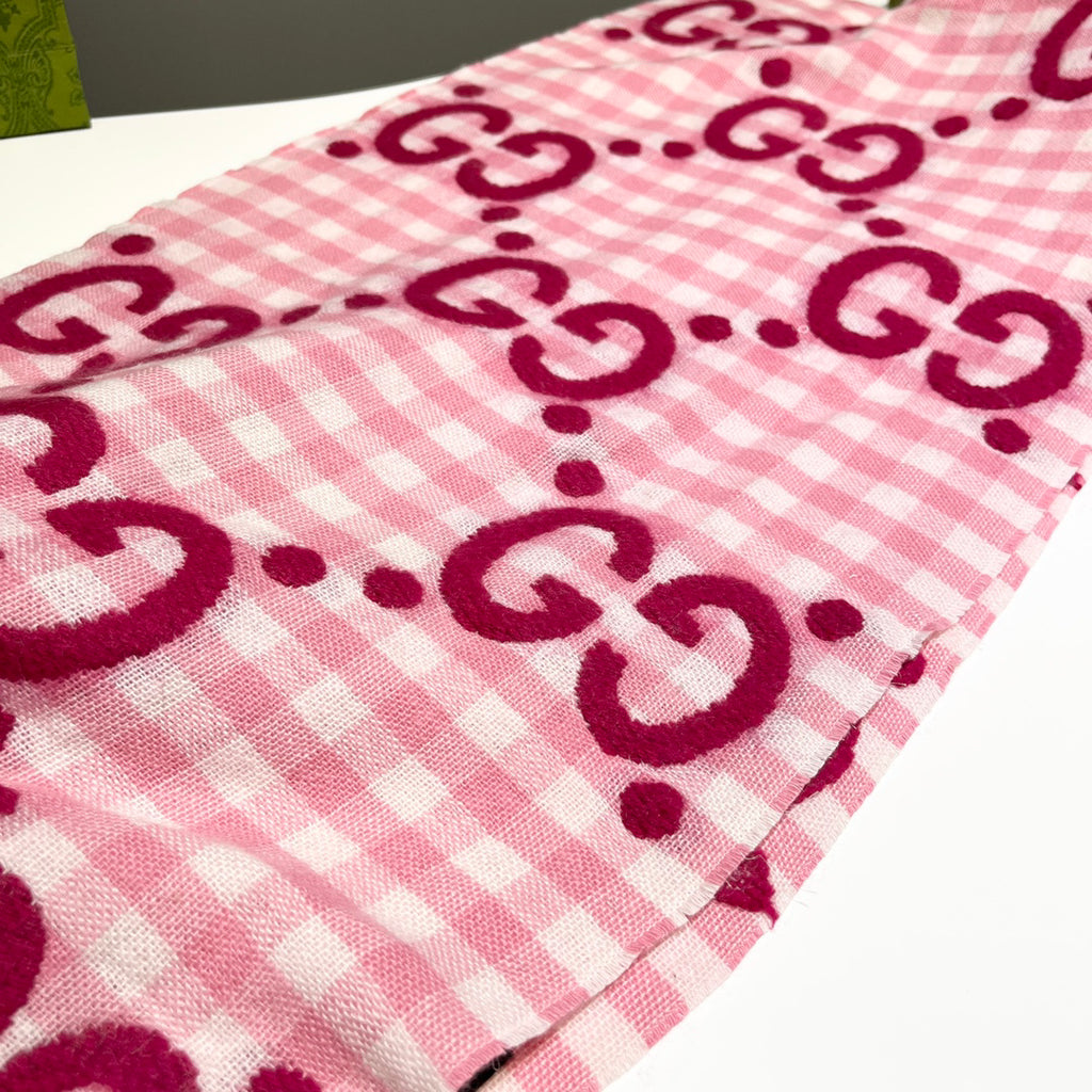 Gucci Check Pattern Logo Detail Scarf - 970502182 - Photo 4