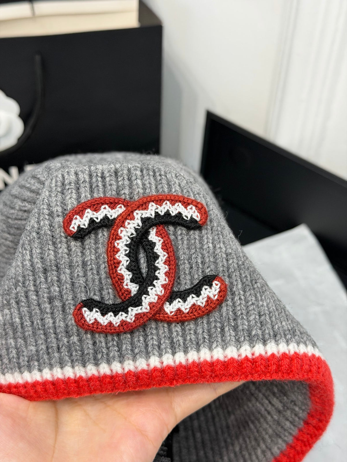Chanel Embroidered Colorblock Beanie - 1245544825 - Photo 5