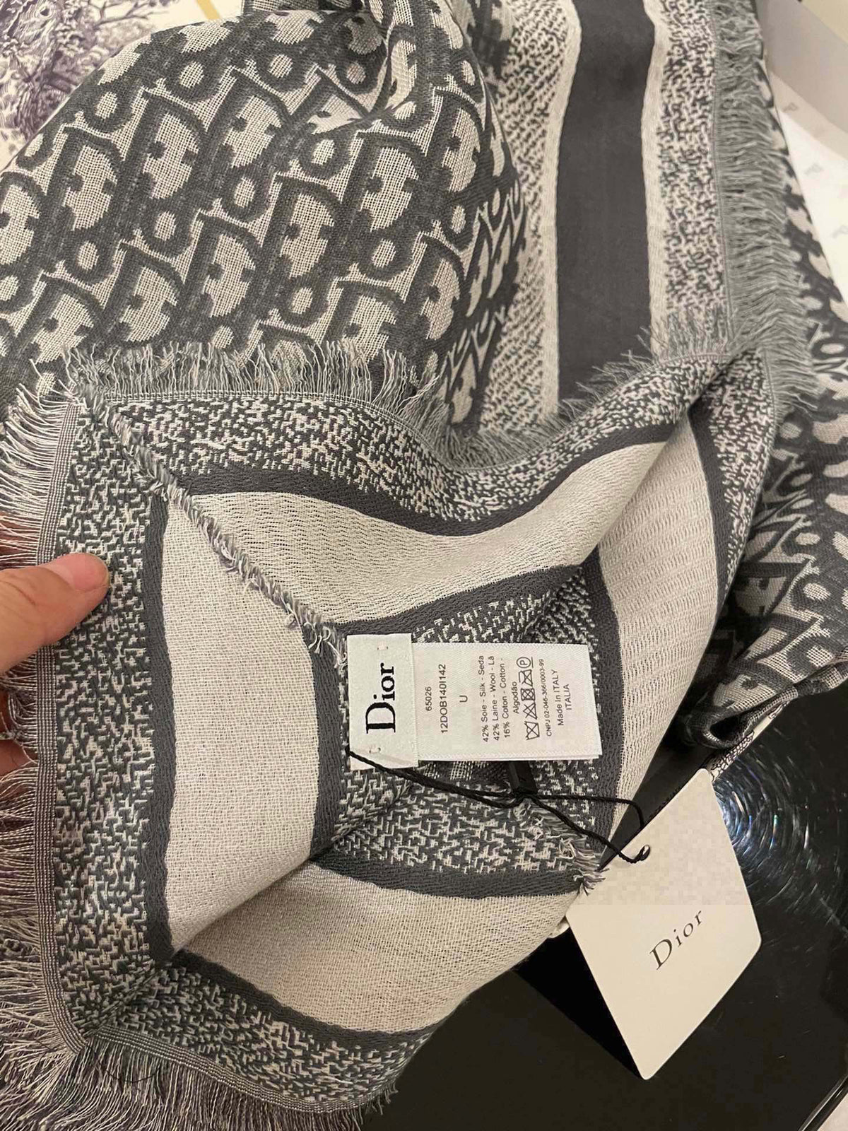 Dior Jacquard Logo Detail Square Scarf - 934148892 - Photo 5