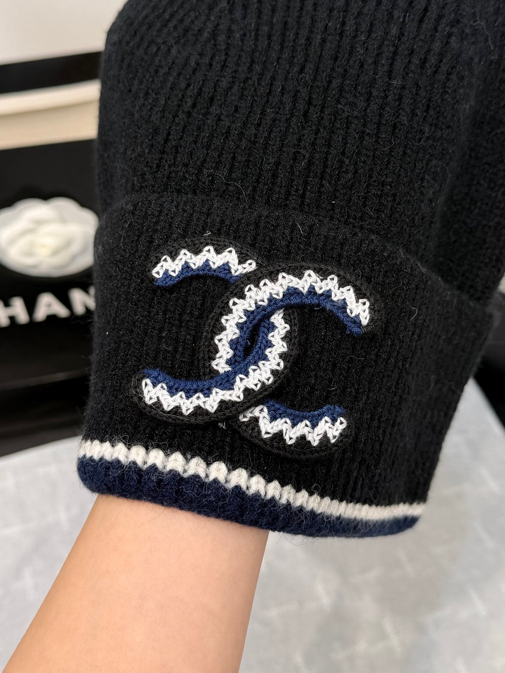 Chanel Embroidered Colorblock Beanie - 1245544797 - Photo 5