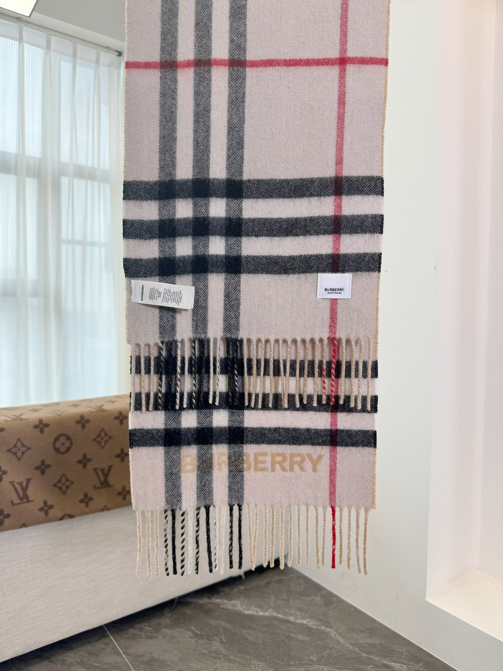 Burberry Check Pattern Colorblock Scarf - 973644965 - Photo 5