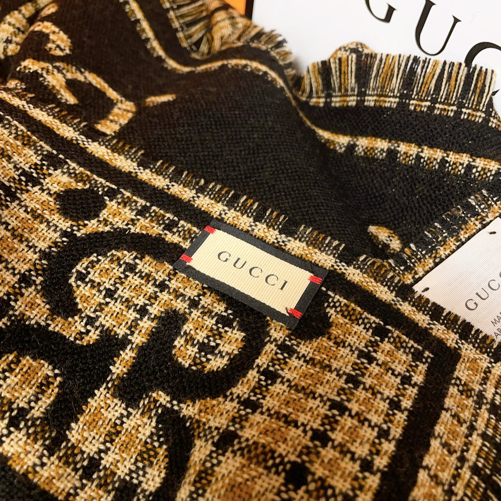 Gucci Check Pattern Logo Detail Scarf - 974834644 - Photo 5