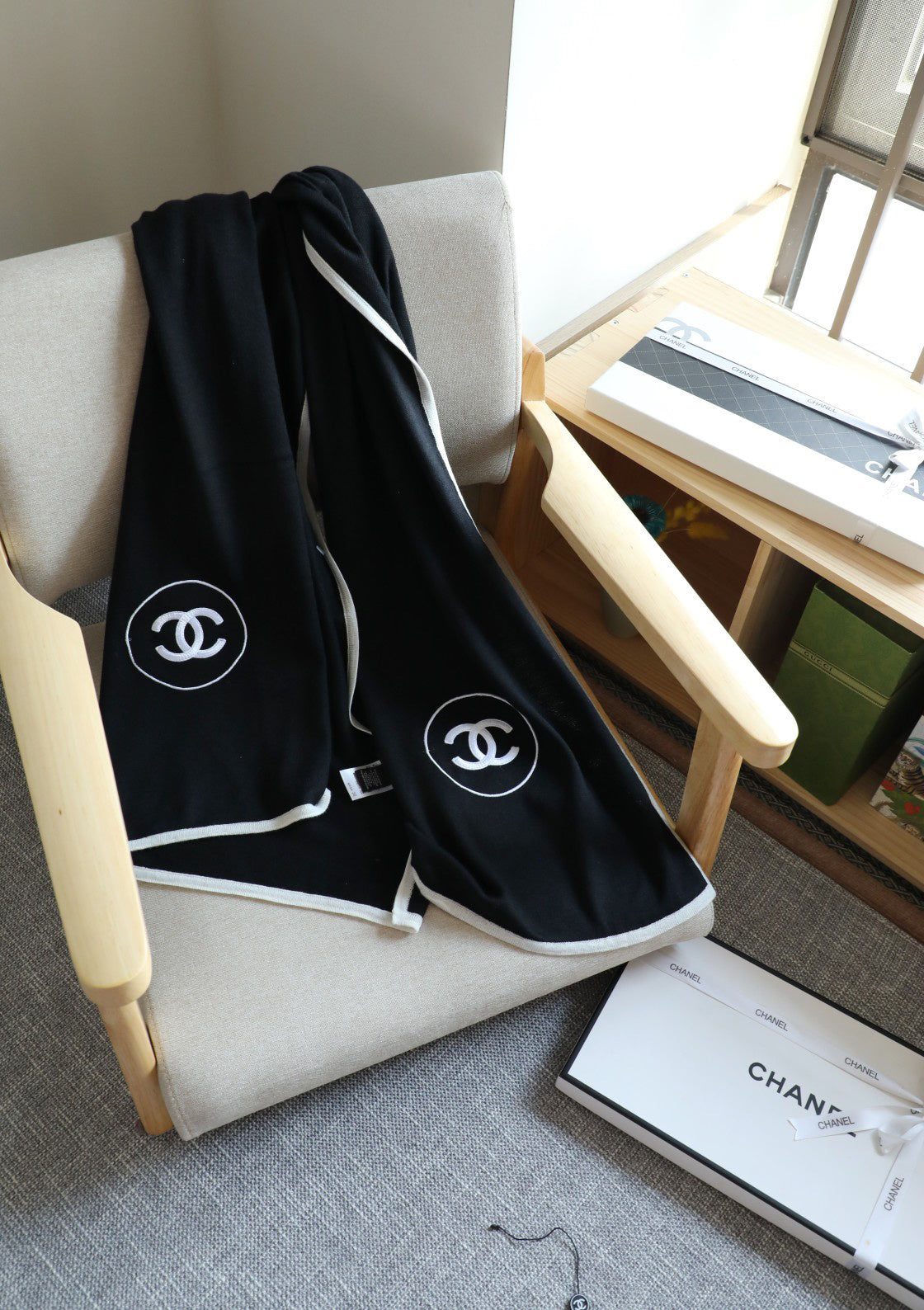 Chanel Embroidered Knit Scarf - 973239046 - Photo 5