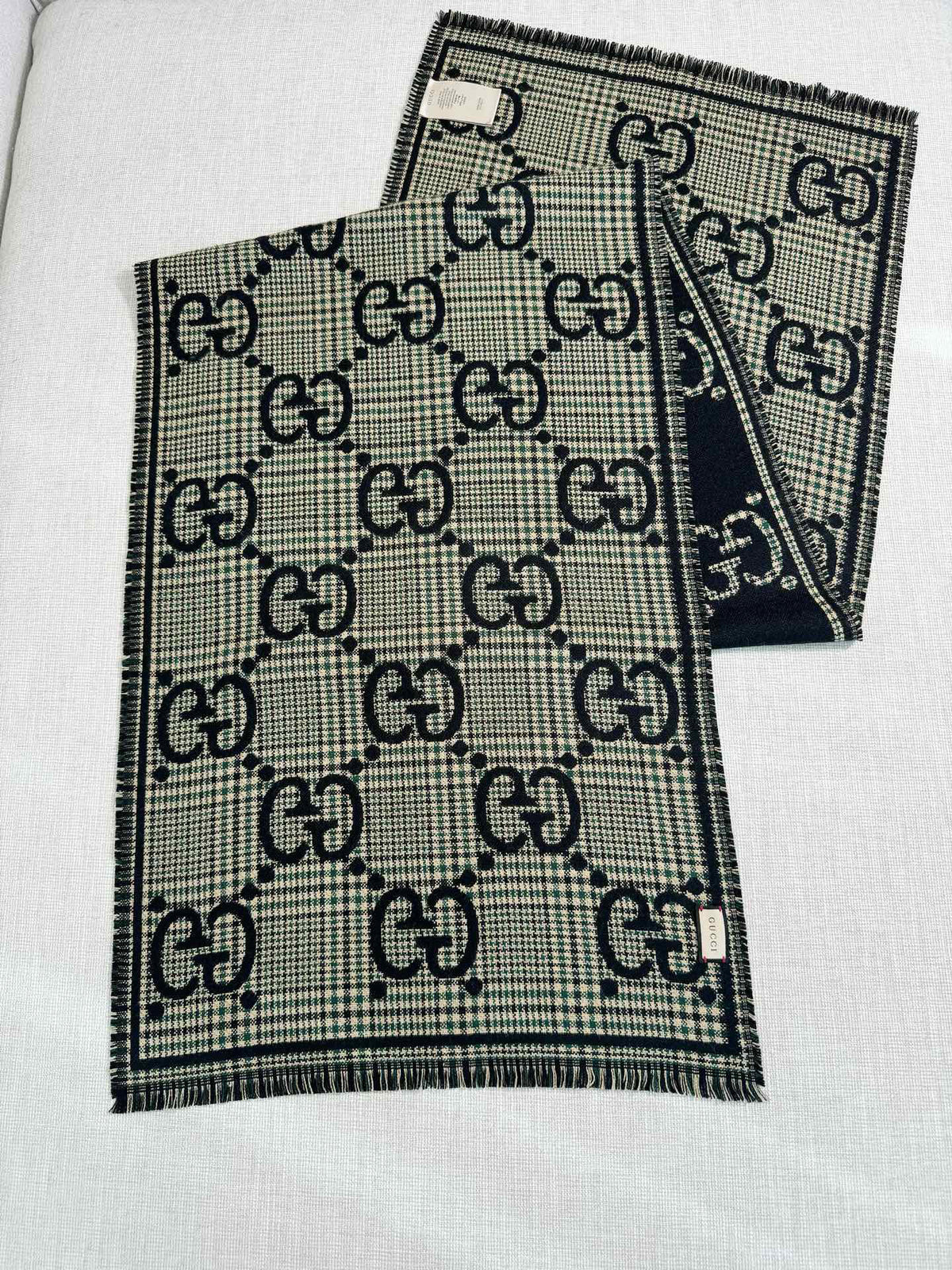 Gucci Check Pattern Jacquard Scarf - 973234482 - Photo 6