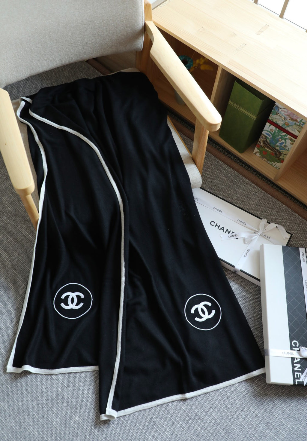 Chanel Embroidered Knit Scarf - 973239046 - Photo 6