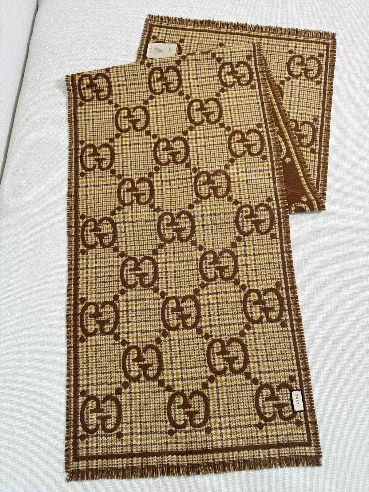 Gucci Check Pattern Jacquard Scarf - 970502388 - Photo 6