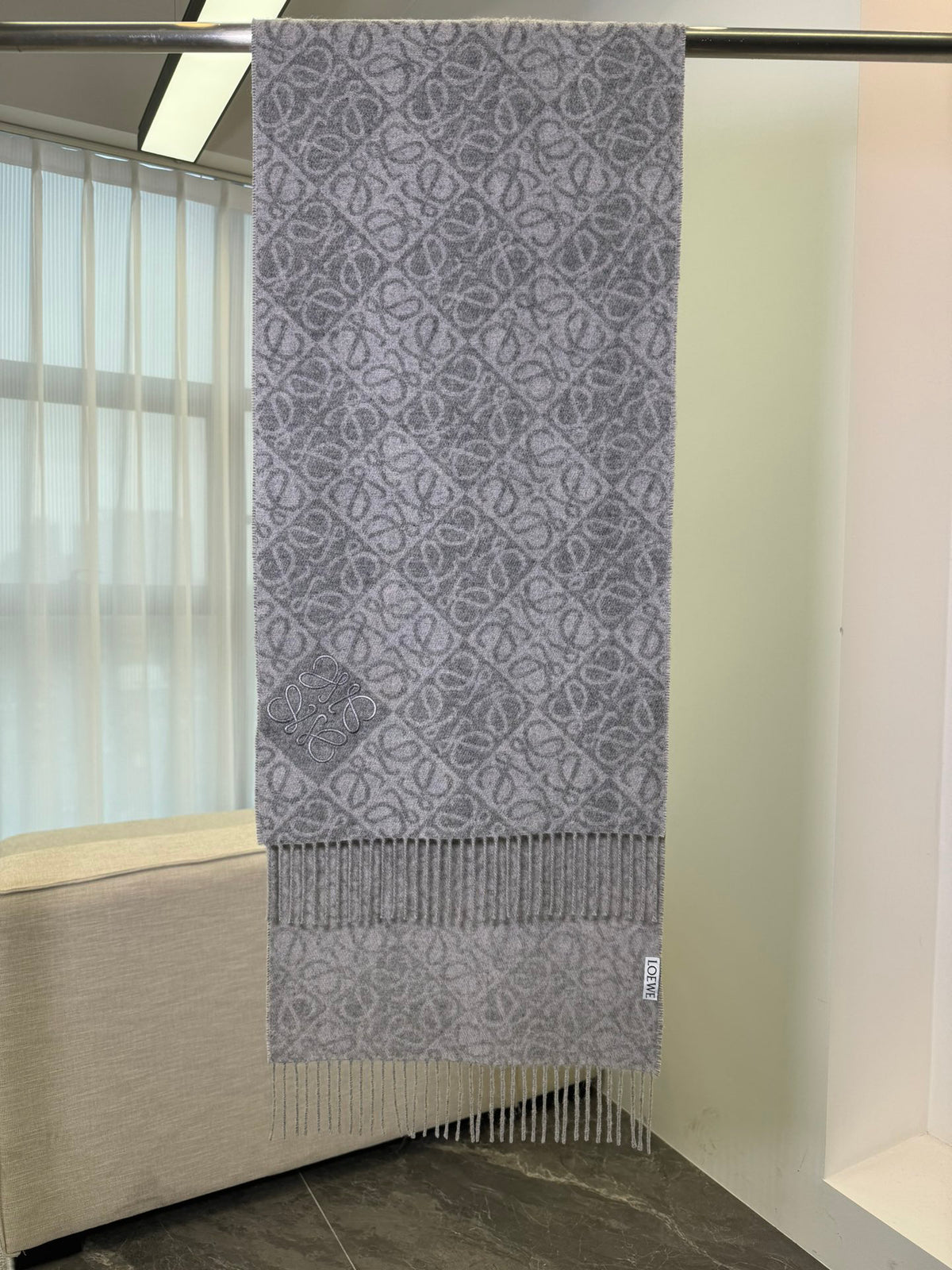 Loewe Check Pattern Jacquard Scarf - 973237847 - Photo 6