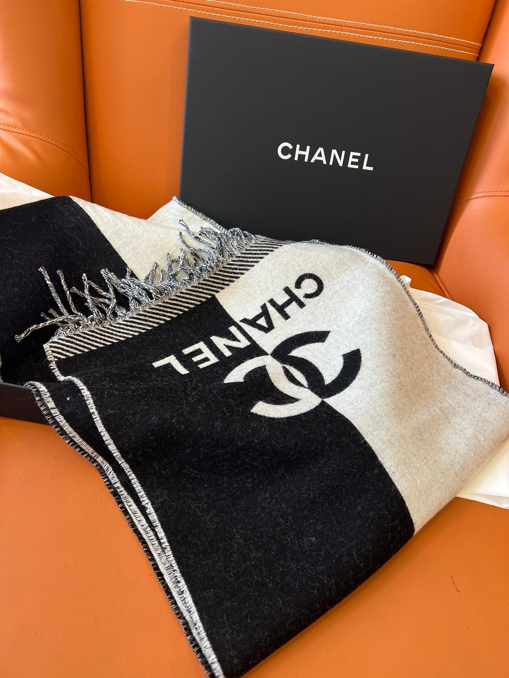 Chanel Jacquard Colorblock Scarf - 985844045 - Photo 6