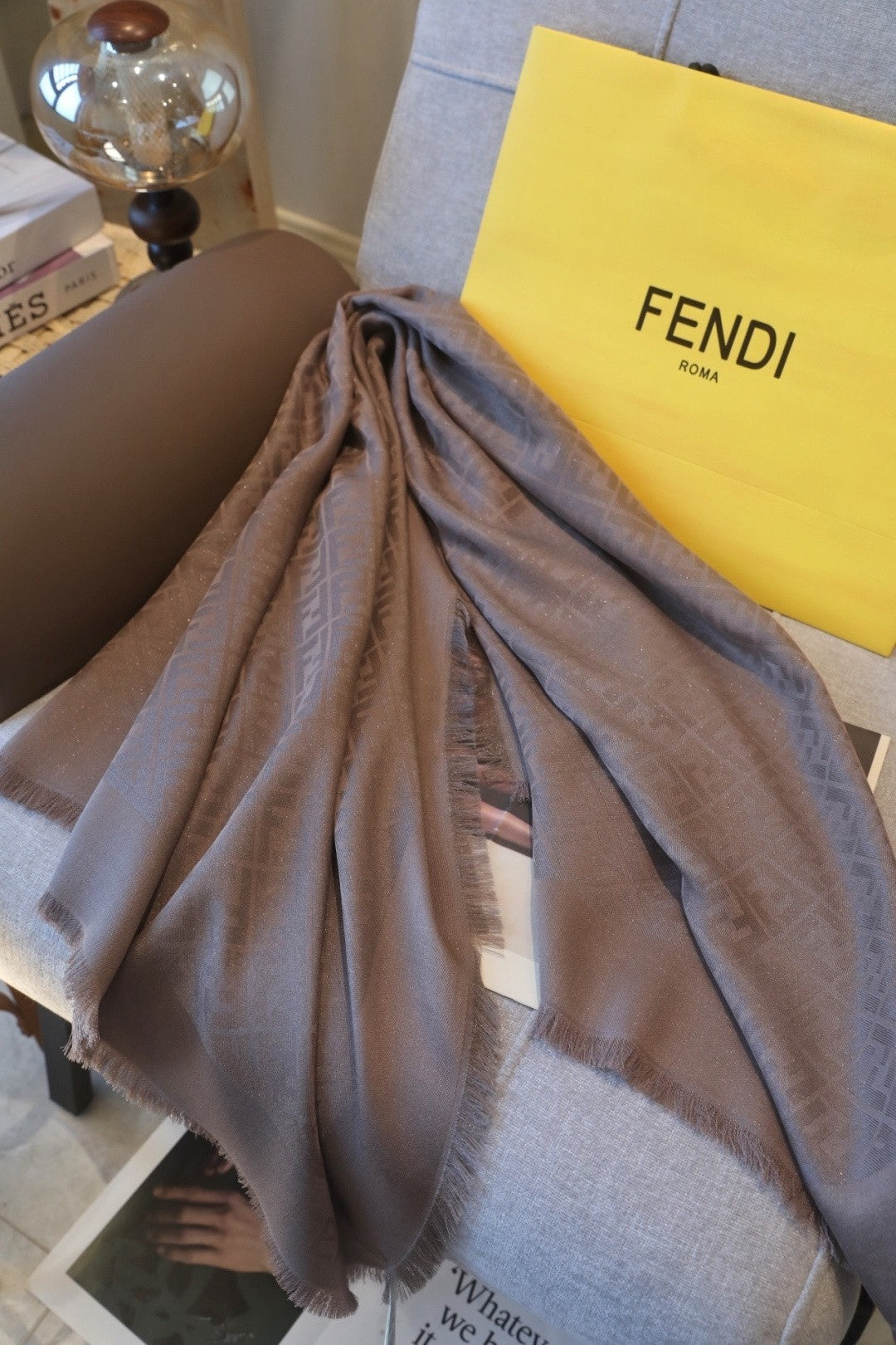 Fendi Jacquard Logo Detail Square Scarf - 1245375014 - Photo 6