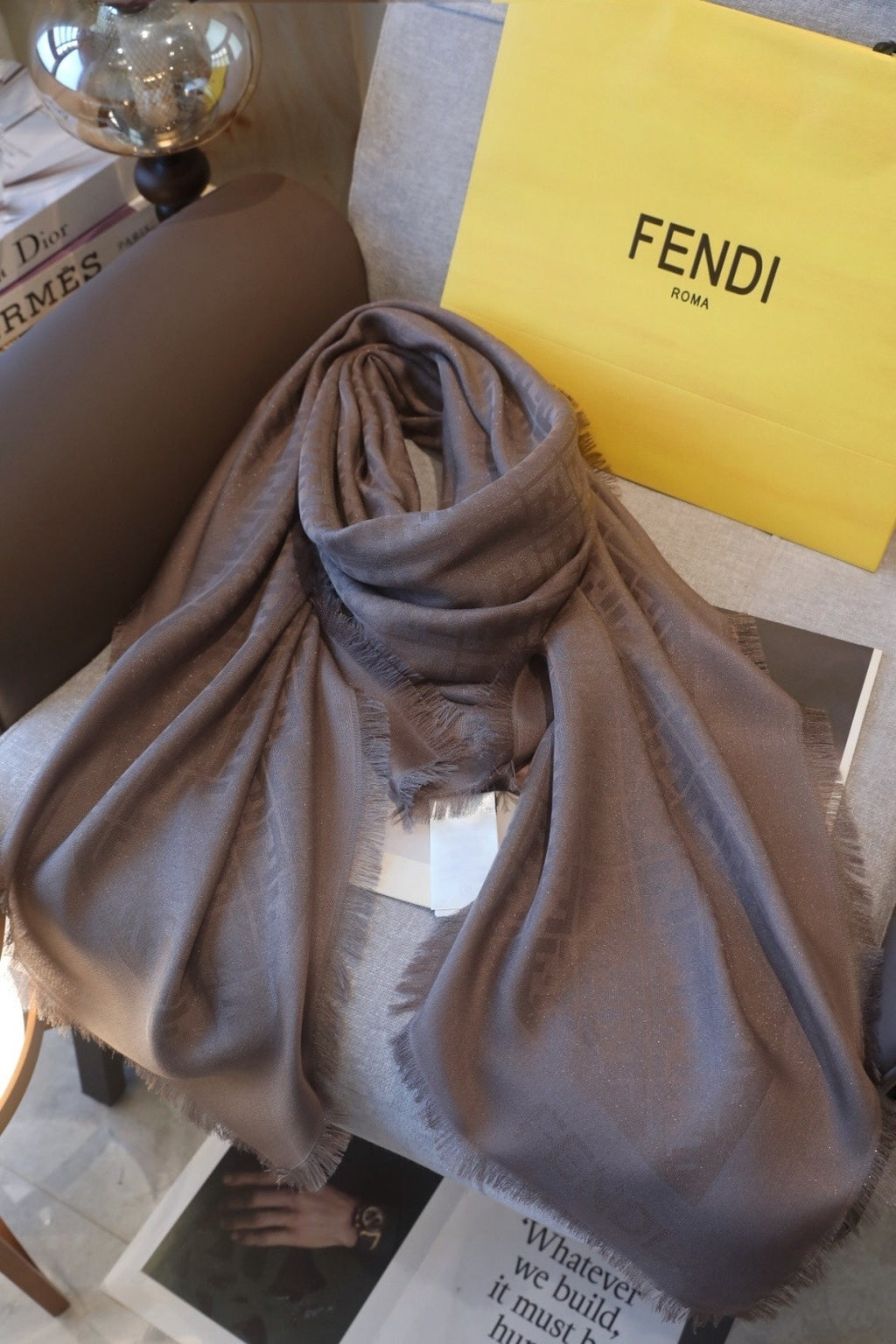 Fendi Jacquard Logo Detail Square Scarf - 1245375014 - Photo 7