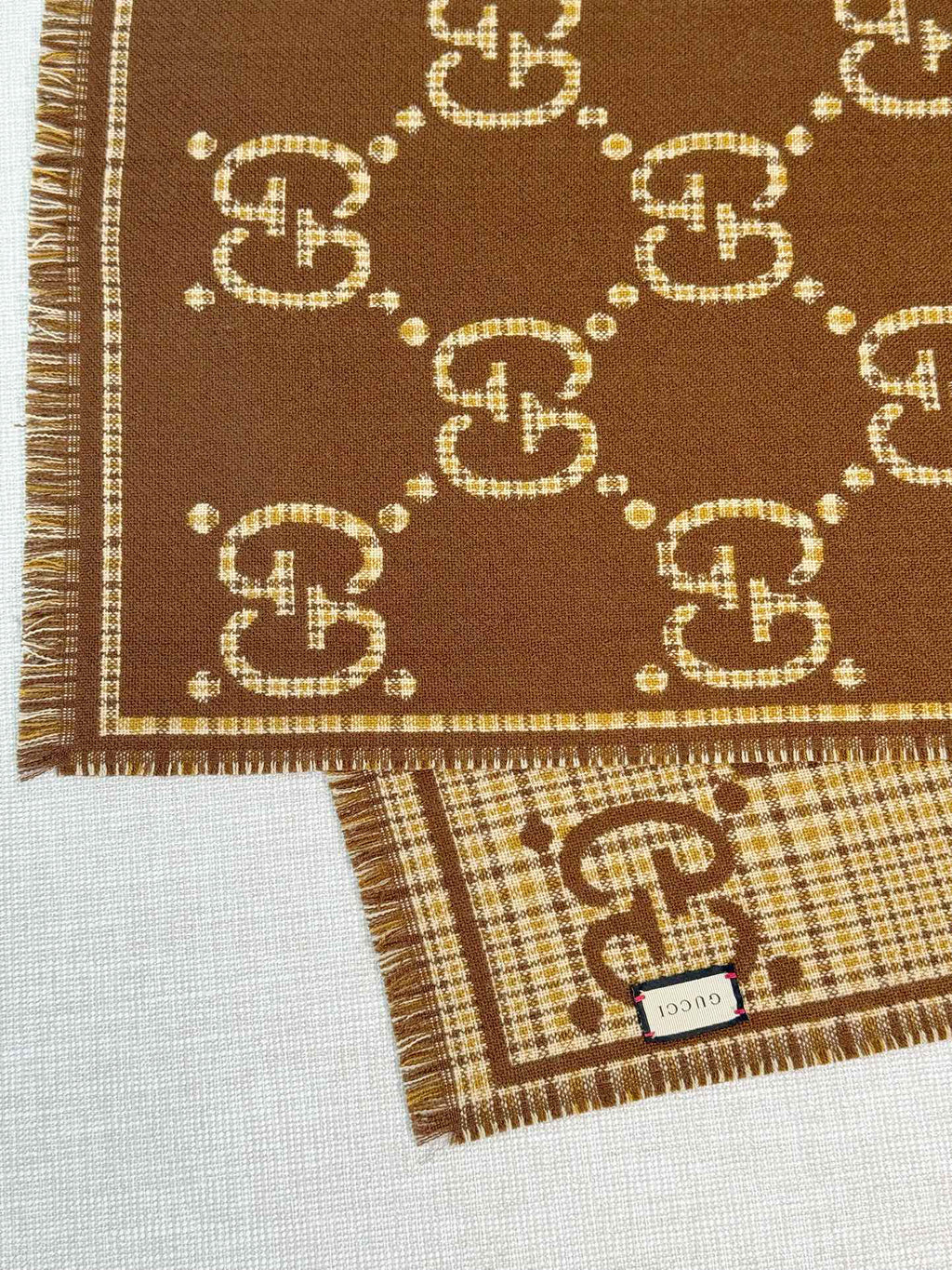 Gucci Check Pattern Jacquard Scarf - 970502388 - Photo 7