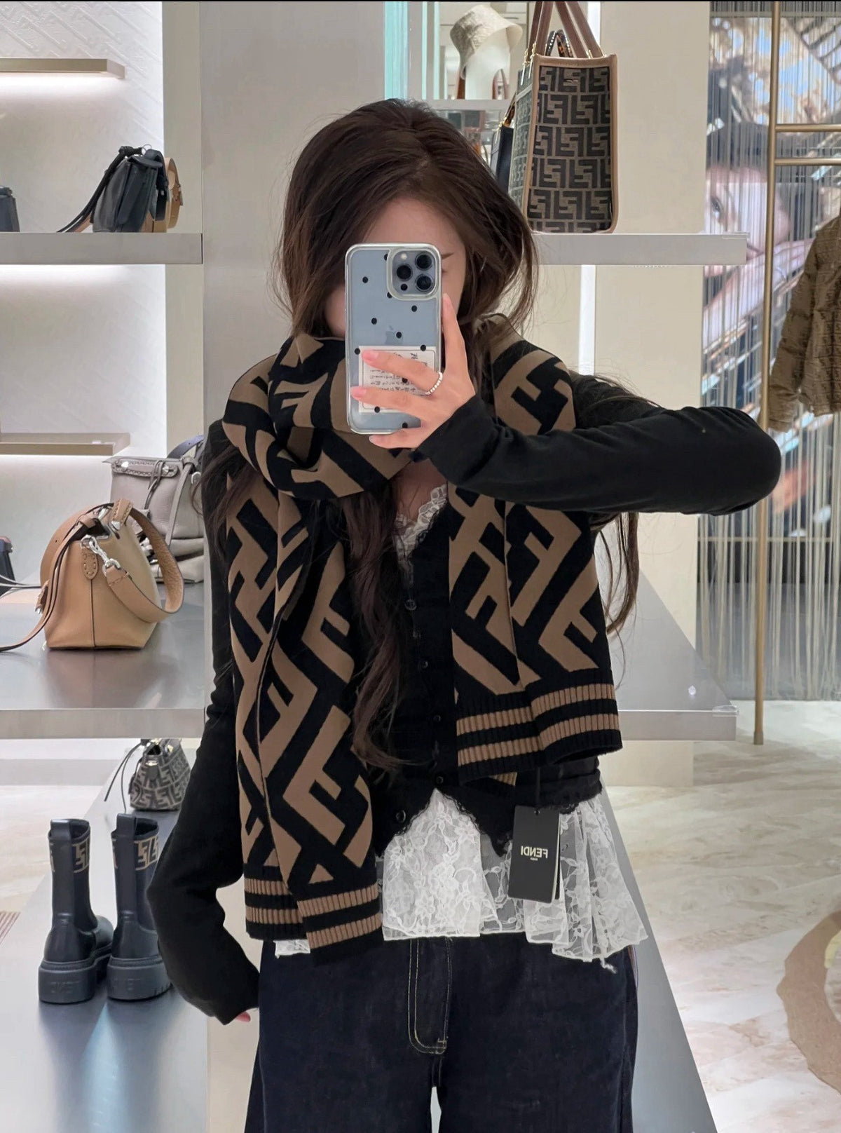 Fendi Jacquard Logo Detail Scarf - 1245380499 - Photo 7