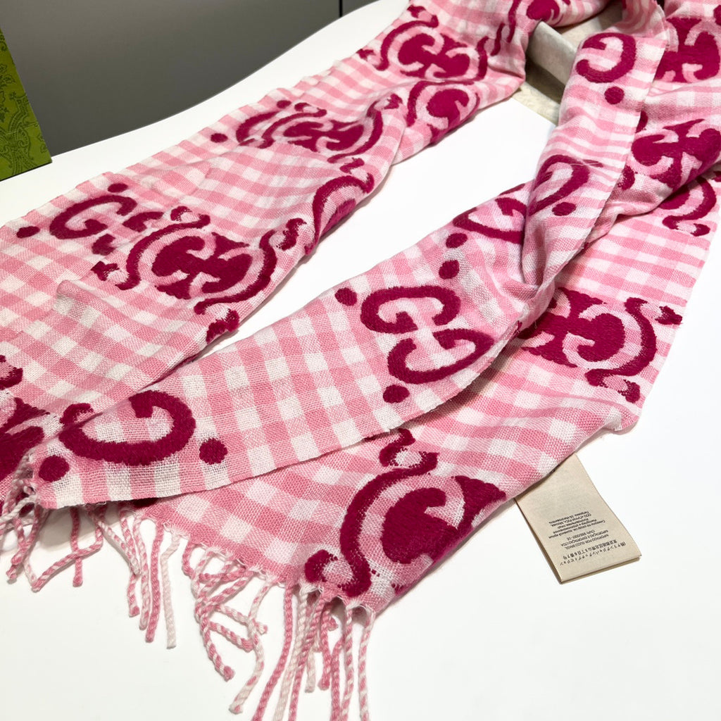 Gucci Check Pattern Logo Detail Scarf - 970502182 - Photo 7