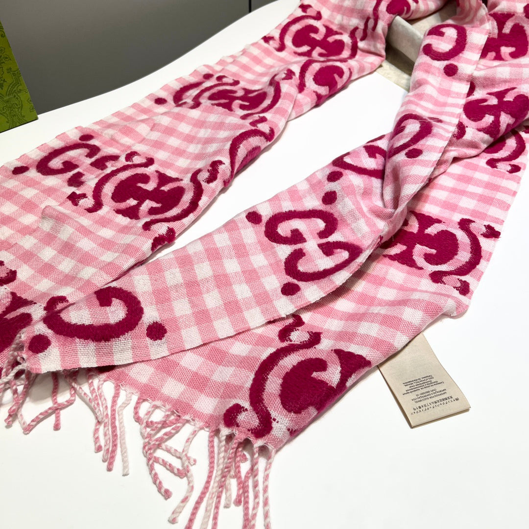 Gucci Check Pattern Logo Detail Scarf - 970502182 - Photo 7