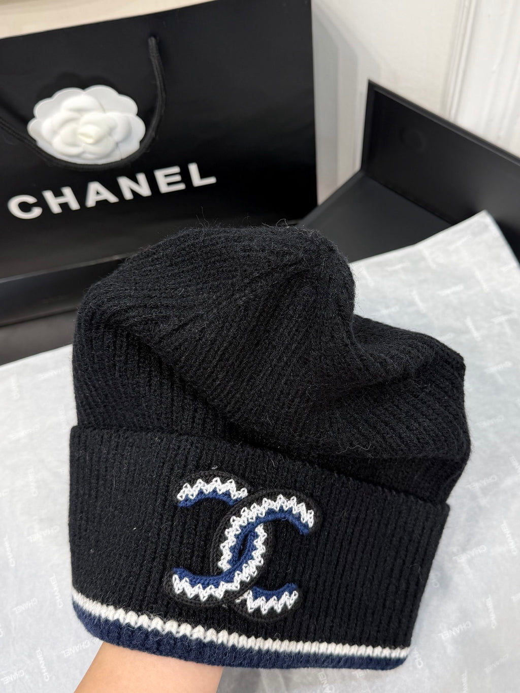 Chanel Embroidered Colorblock Beanie - 1245544797 - Photo 7